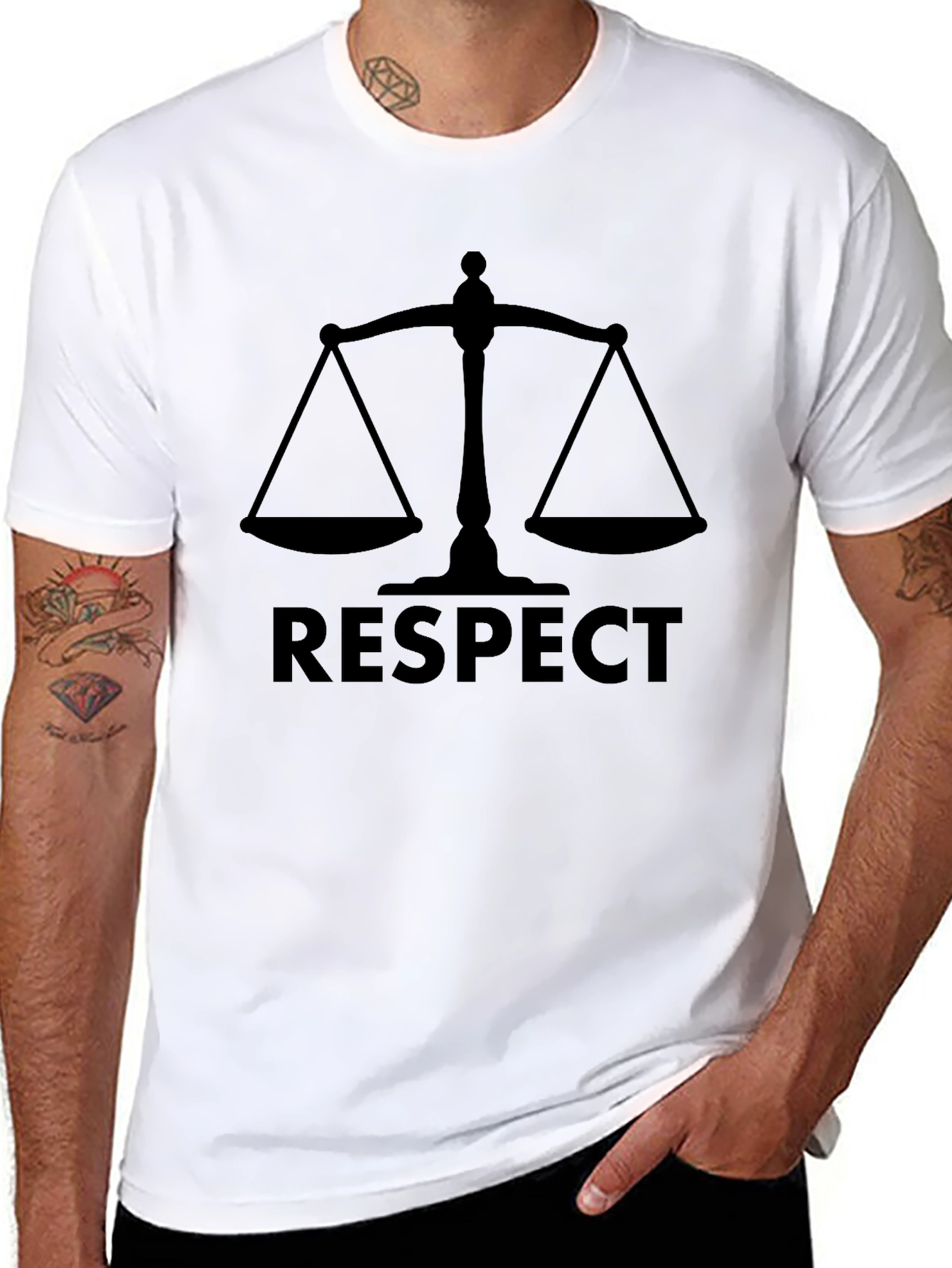 Black Respect Graphic T-Shirt - Scales of Justice Design view 8