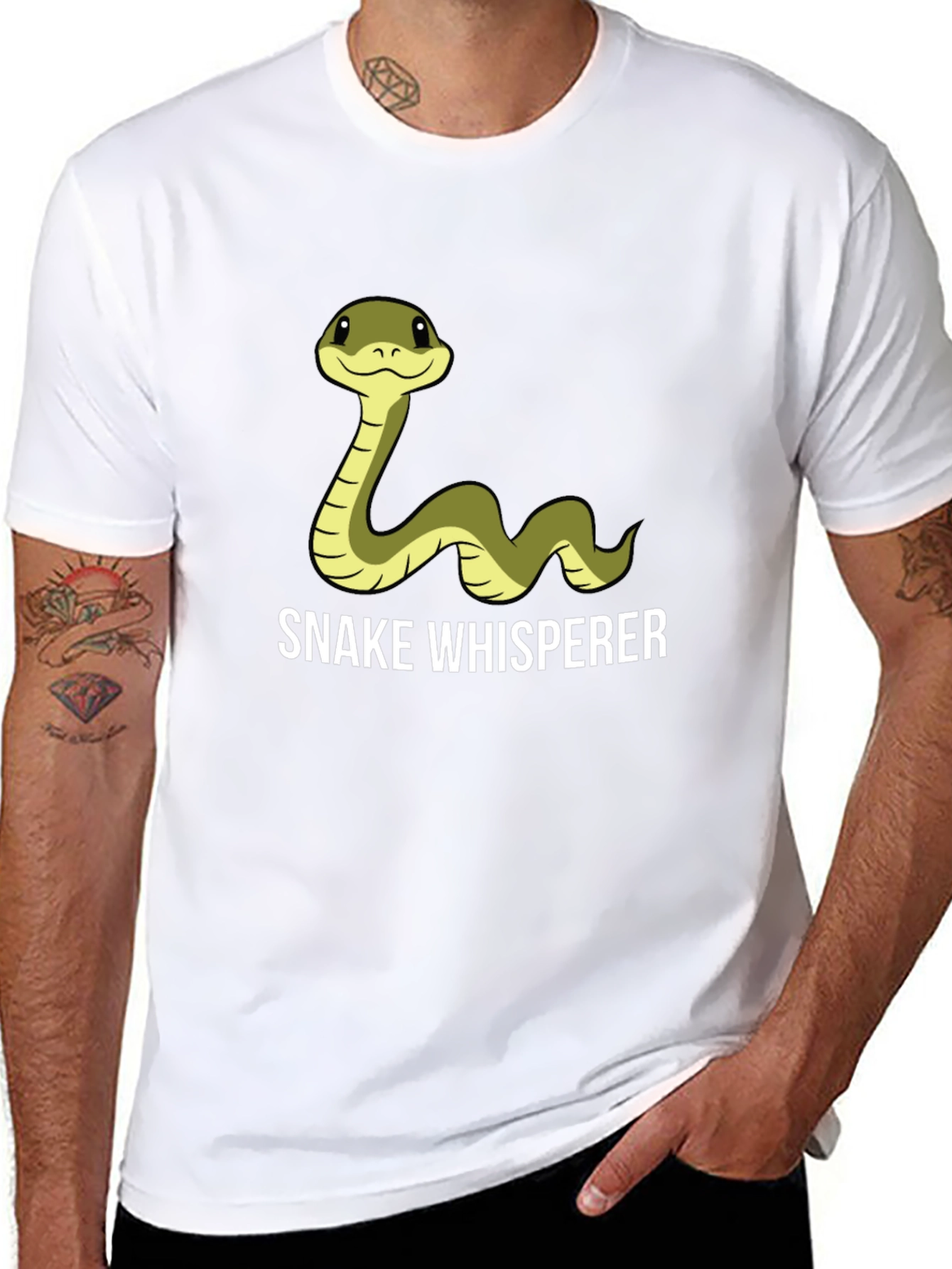 Black Snake Whisperer Tee - Cartoon Snake Black T-Shirt view 8