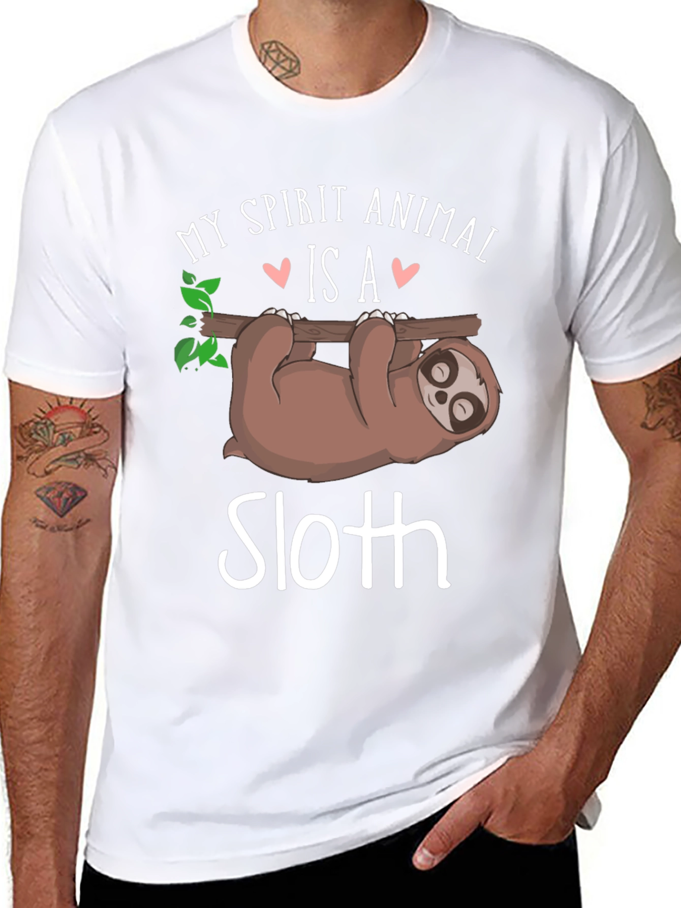 Black My Spirit Animal is a Sloth T-Shirt view 8