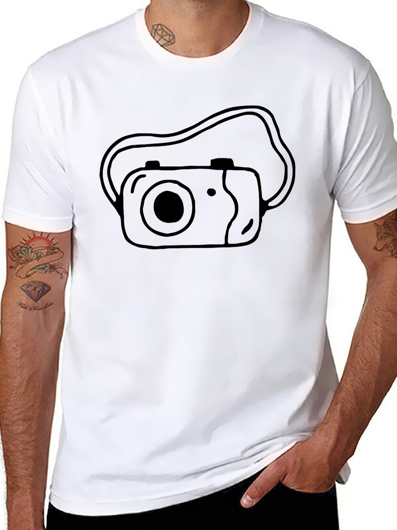 Black Camera Graphic Tee - Black Cotton T-Shirt view 8