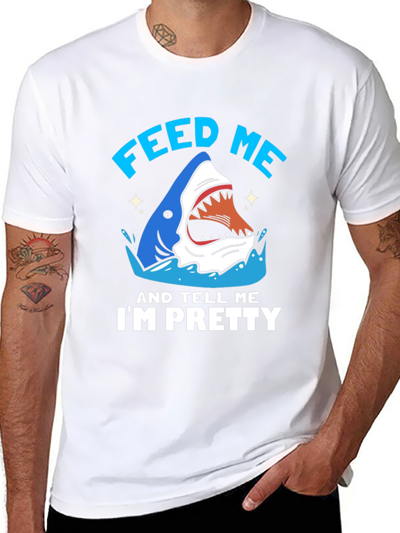 Black Feed Me Shark T-Shirt - Funny Ocean Lover Tee view 8