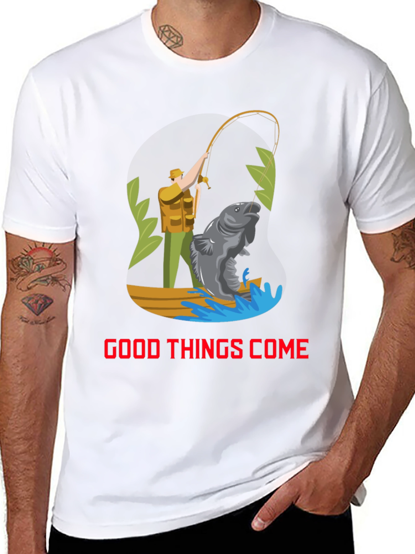 Black Fishing Graphic Tee - Good Things Come T-Shirt view 8