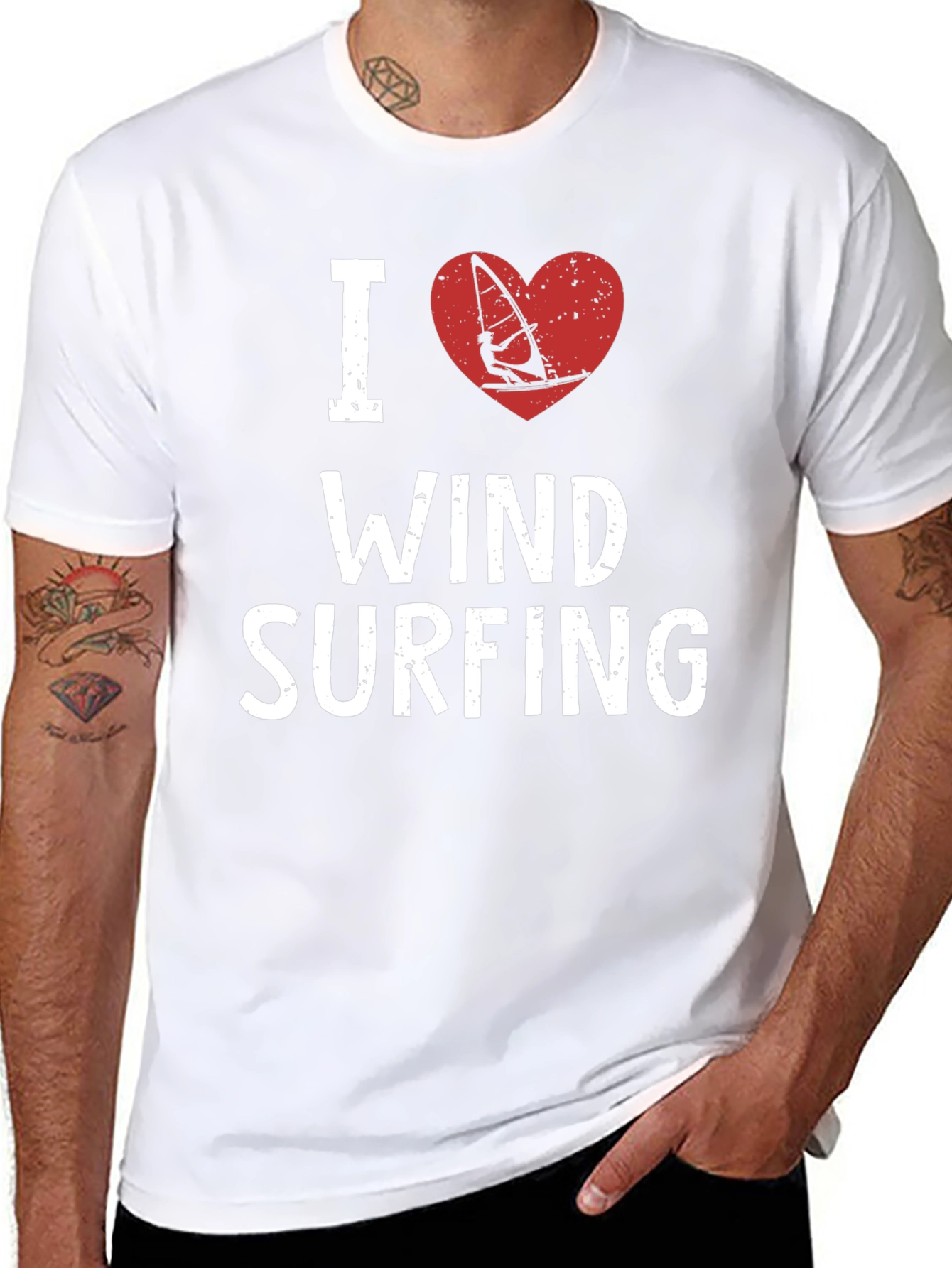 Black I Heart Windsurfing T-Shirt view 8