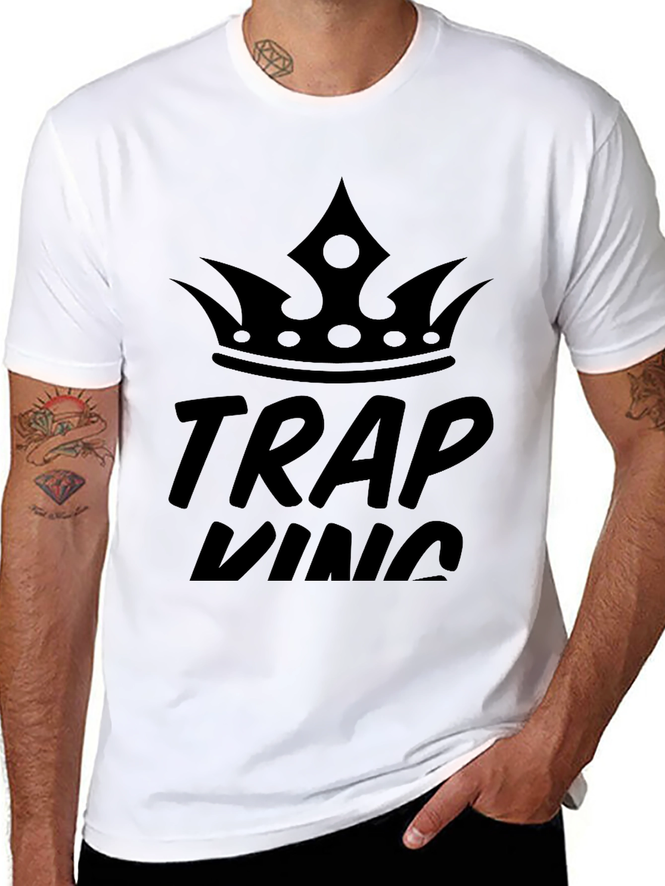 Black Trap King Black Graphic T-Shirt view 8