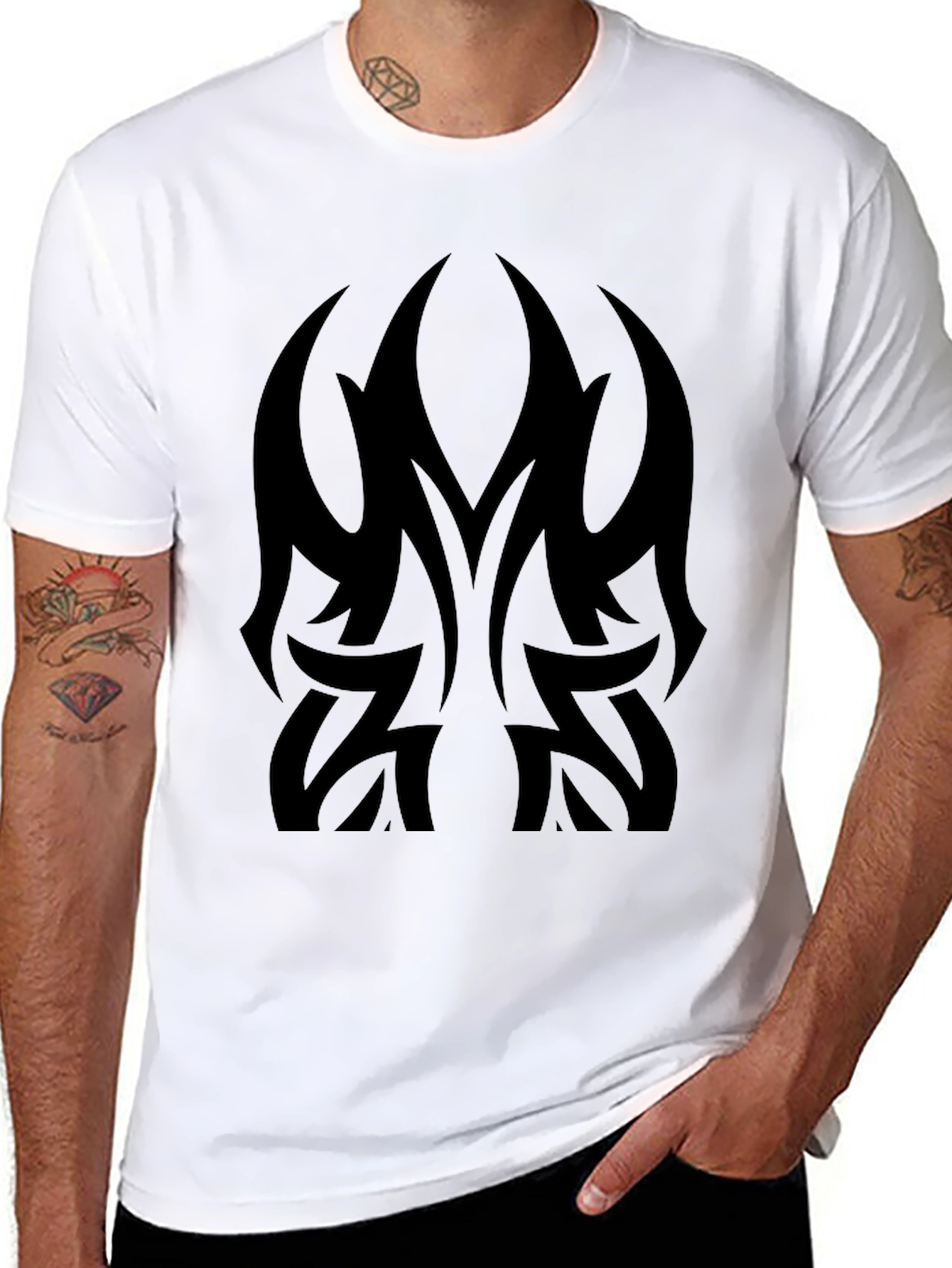 Black Tribal Tattoo Graphic Black T-Shirt view 8