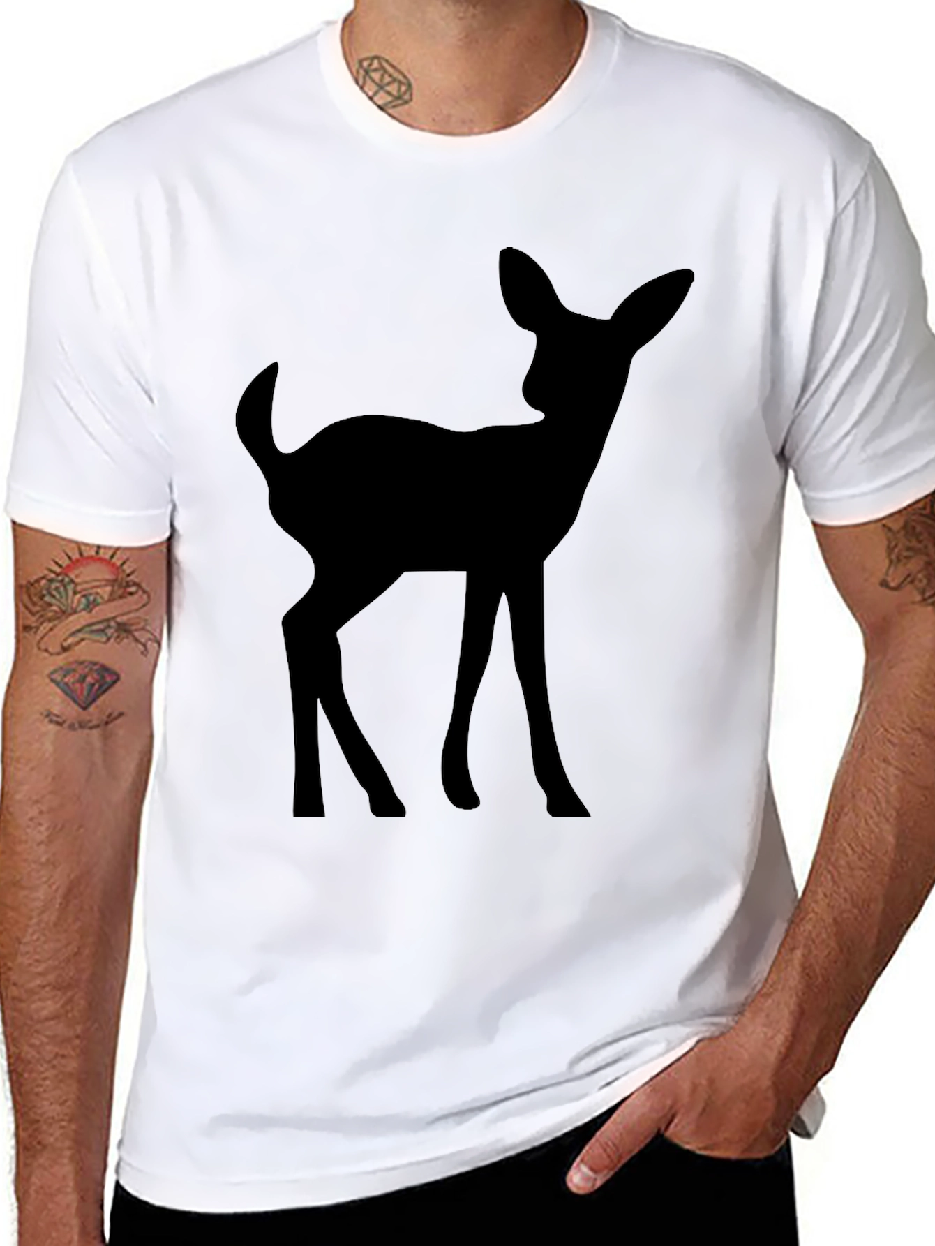 Black Black Deer Silhouette T-Shirt view 8