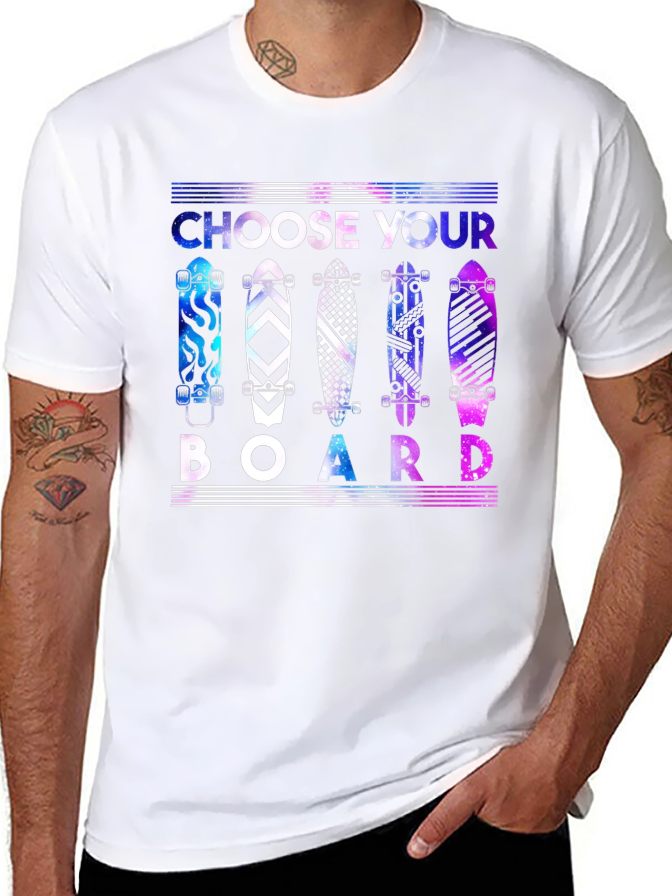 Black Choose Your Board T-Shirt - Skateboard Design view 8