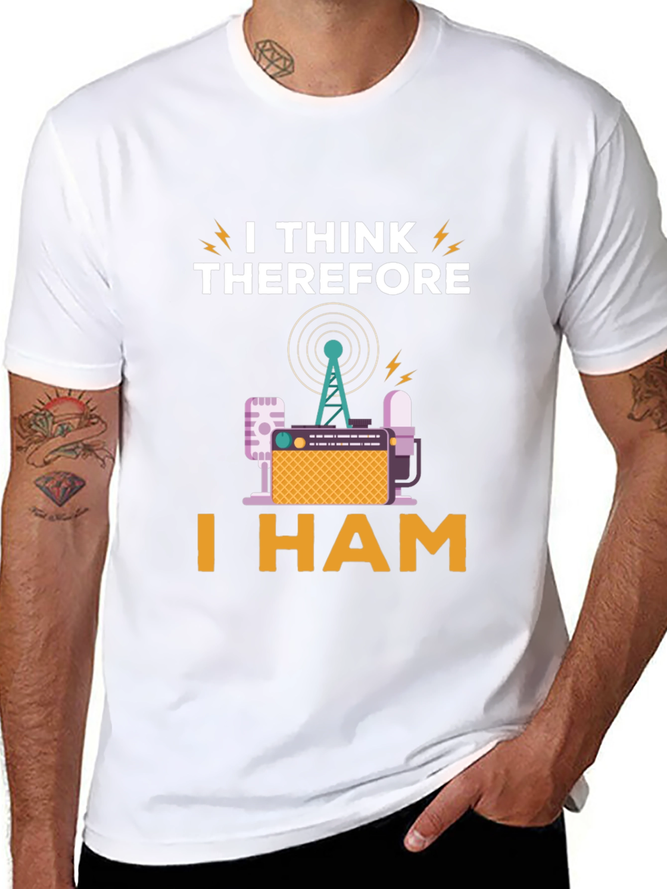 Black I Think Therefore I Ham Radio T-Shirt view 8