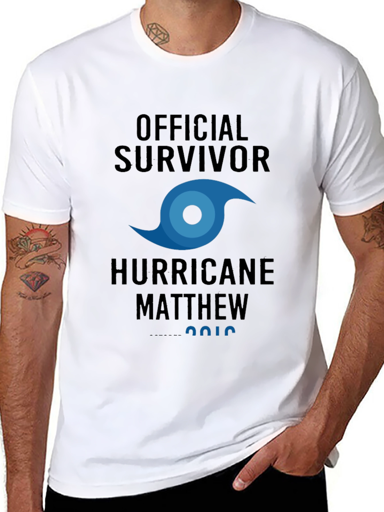 Black Official Survivor Hurricane Matthew T-Shirt view 8