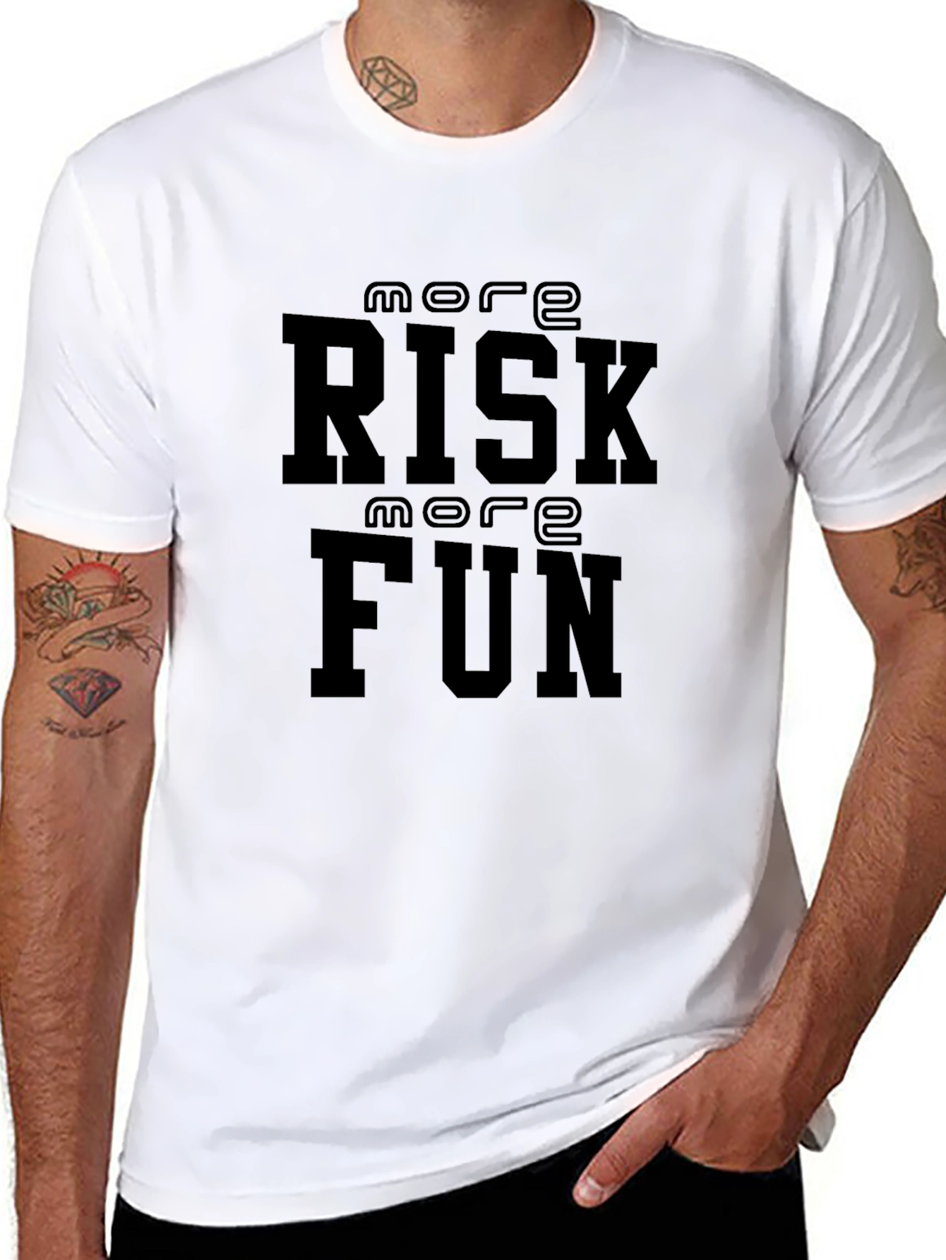 Black More Risk More Fun Black Graphic Tee view 8