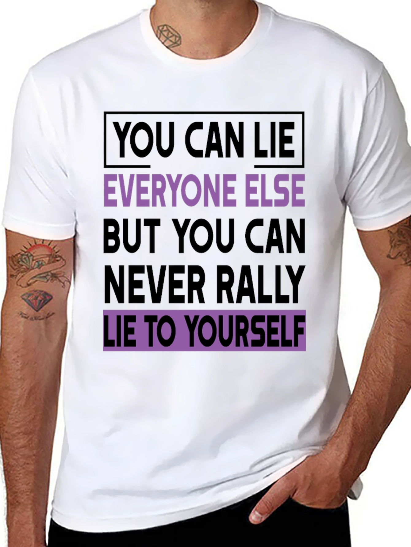 Black Motivational T-Shirt: Never Lie To Yourself - Black view 8