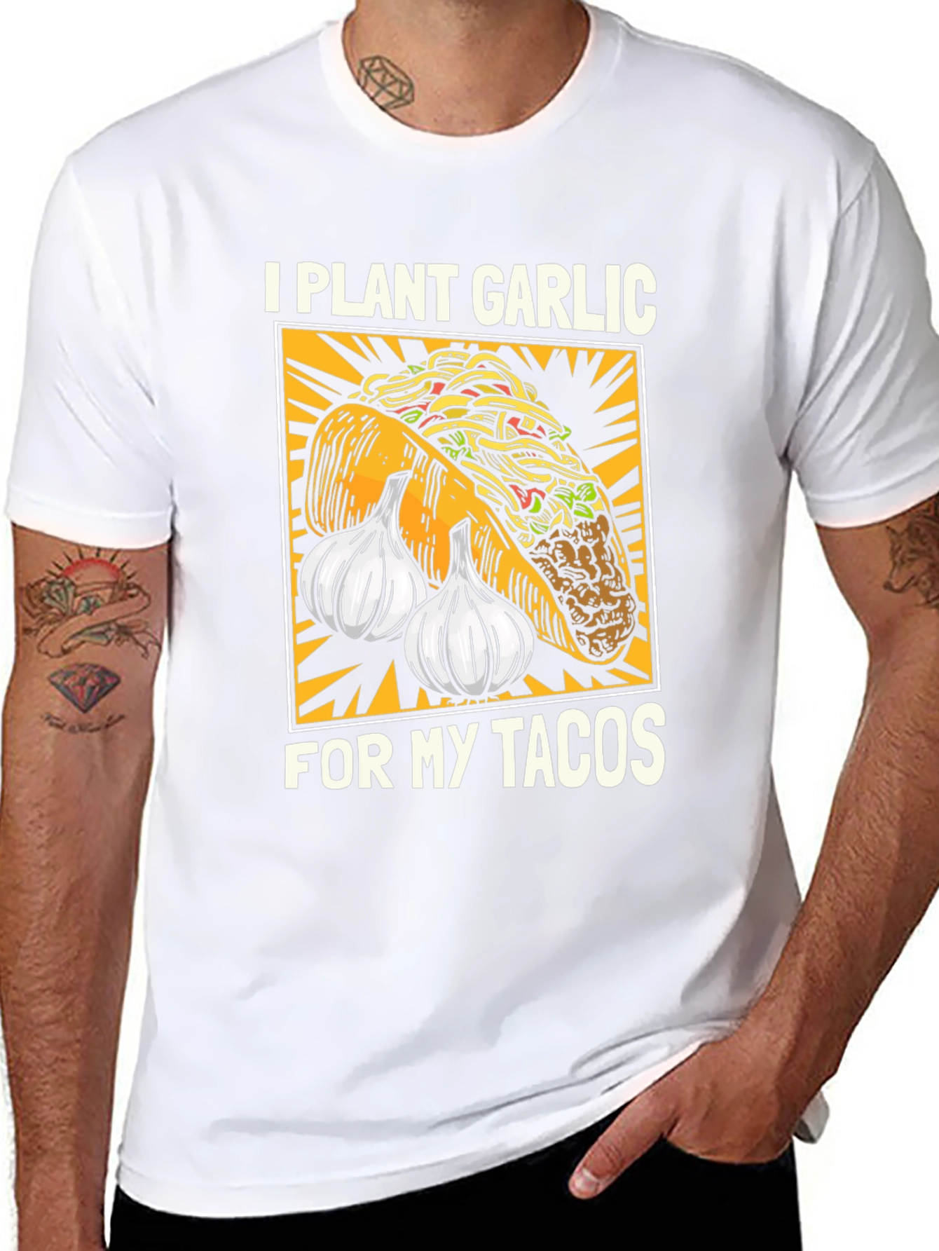 Black I Plant Garlic for My Tacos T-Shirt view 8