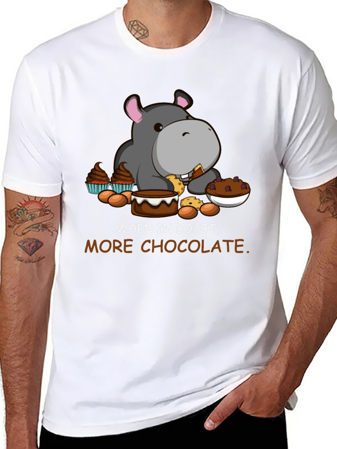 Black Chocolate Hippo T-Shirt - Funny Cartoon Tee view 8
