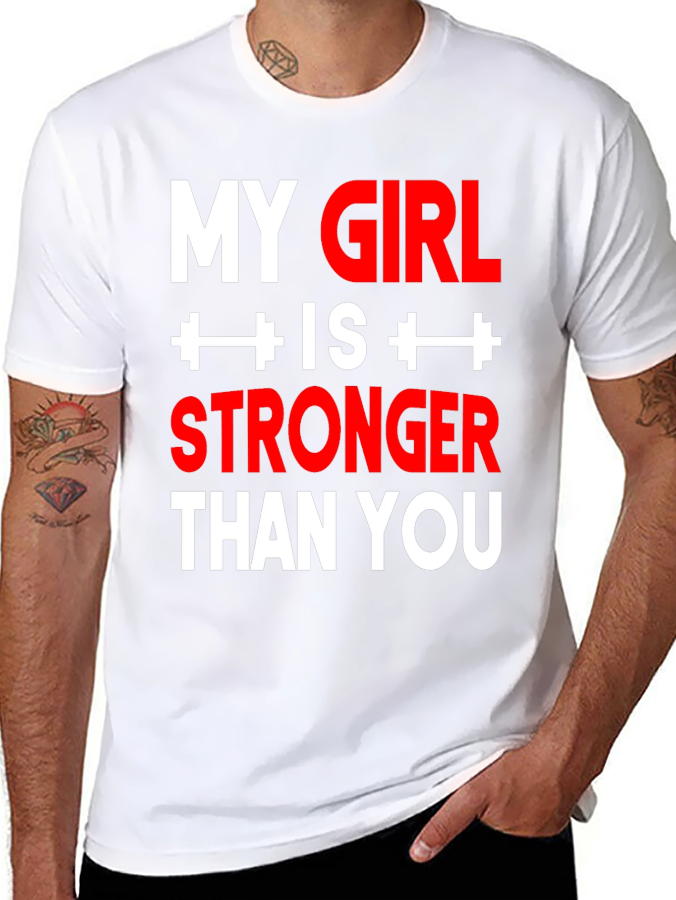 Black My Girl is Stronger Than You - Funny Gym T-Shirt view 8
