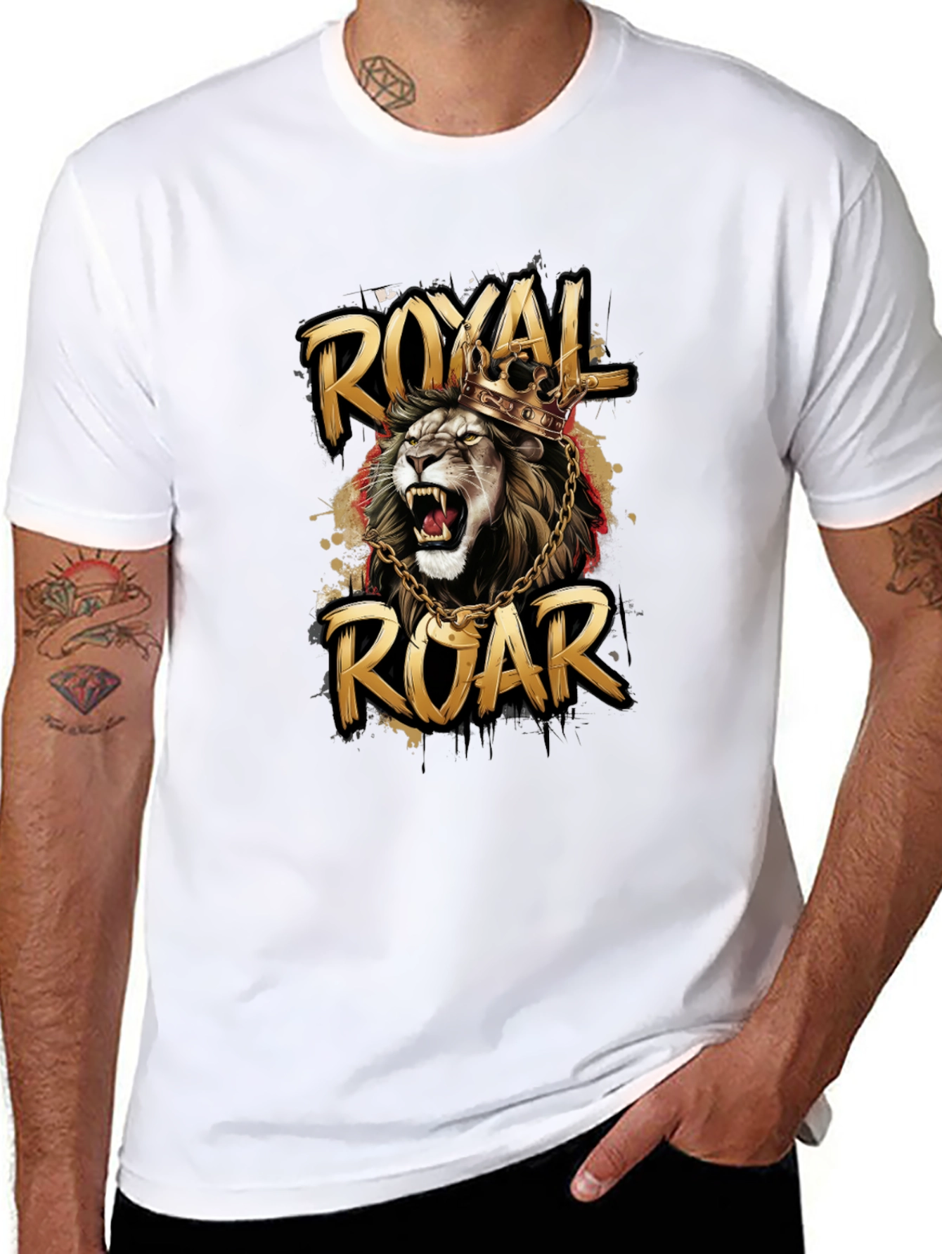 Black Royal Roar Lion Graphic T-Shirt - Stylish Black Tee view 8