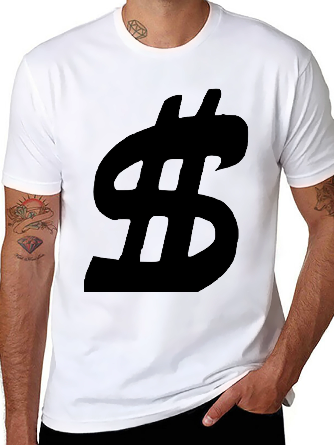 Black Statement Dollar Sign Graphic Tee - Black view 8