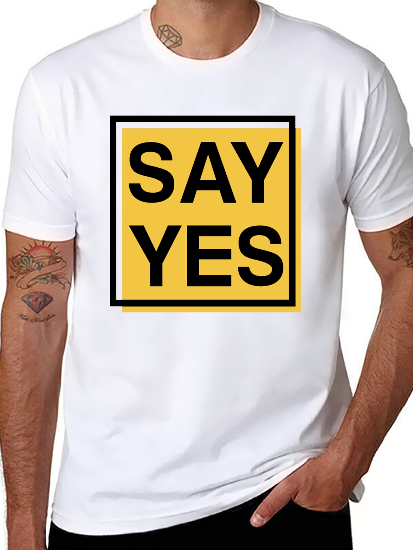 Black Say Yes Graphic Tee - Bold Statement Shirt view 8