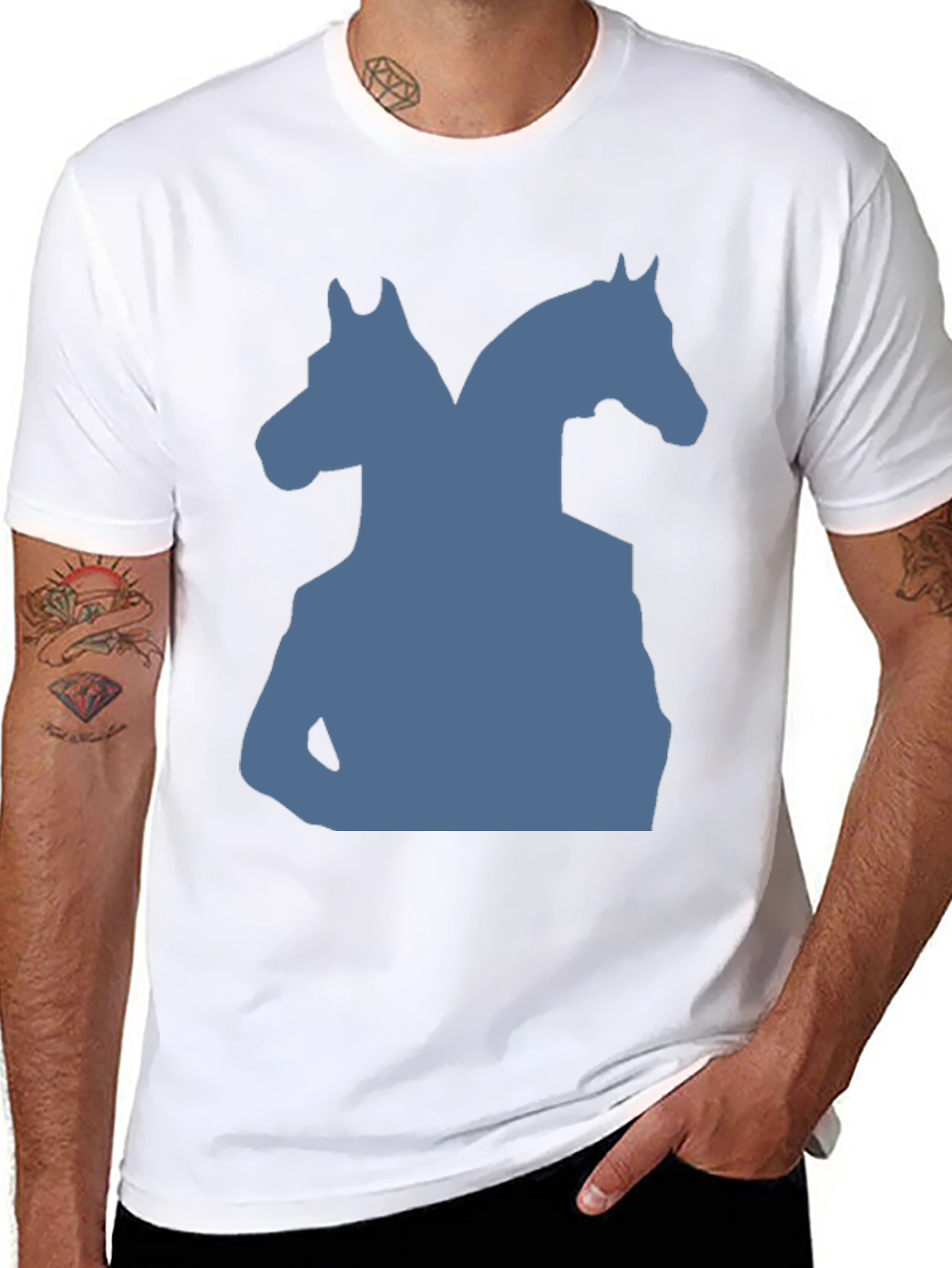 Black Two-Headed Horse Graphic Tee - Black view 8