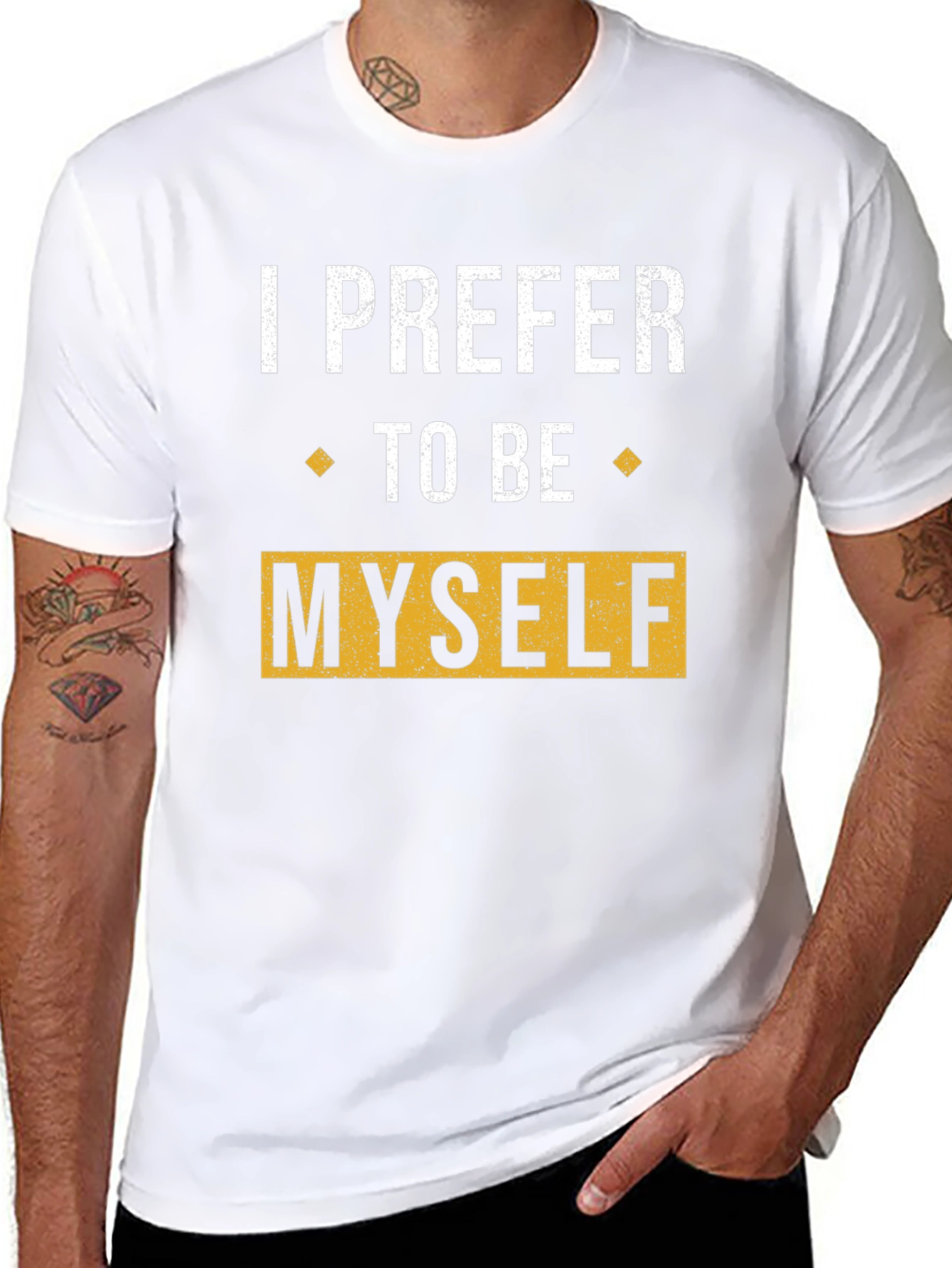 Black I Prefer To Be Myself Graphic T-Shirt view 8