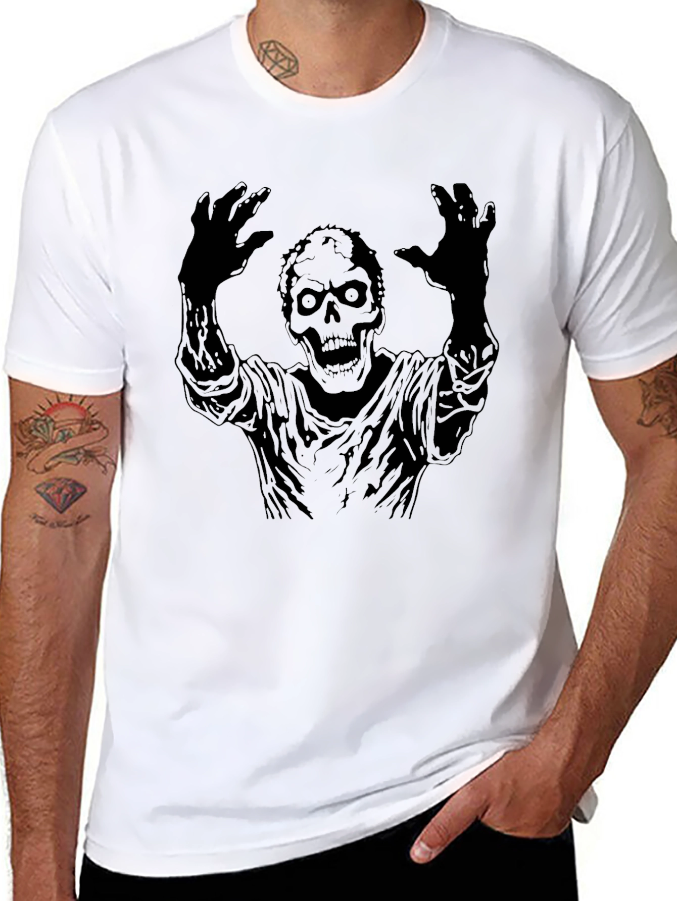 Black Zombie Graphic Tee - Horror Style Black T-Shirt view 8