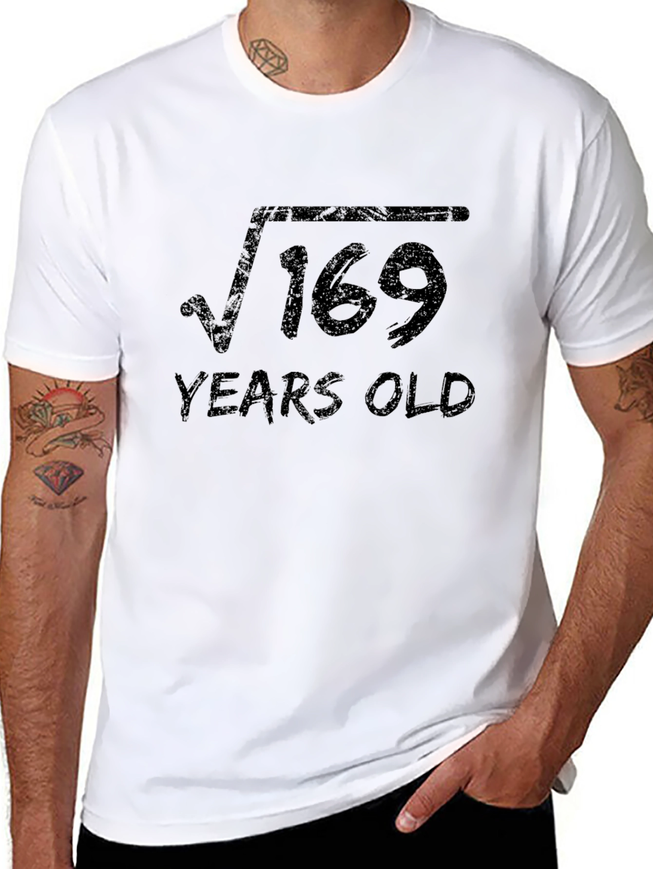 Black Funny Math Birthday T-Shirt - Square Root of 169 = 13 Years Old view 8
