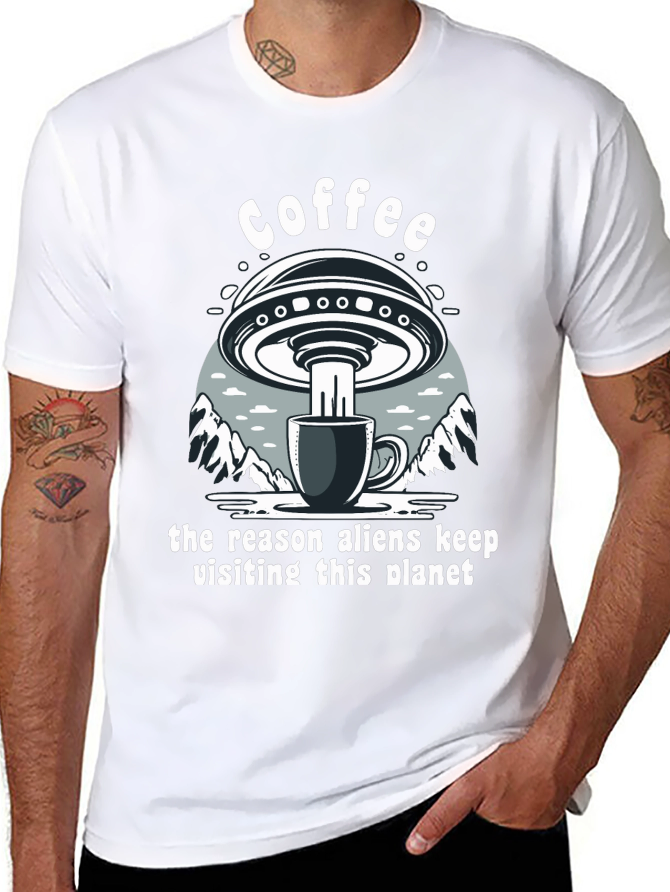 Black Coffee Alien Abduction T-Shirt view 8
