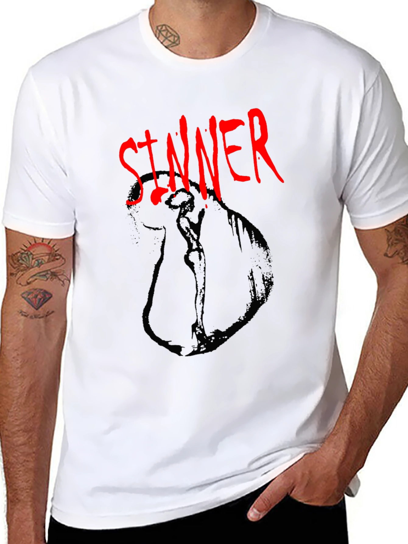 Black Sinner Graphic Tee - Dark Humor Fashion view 8