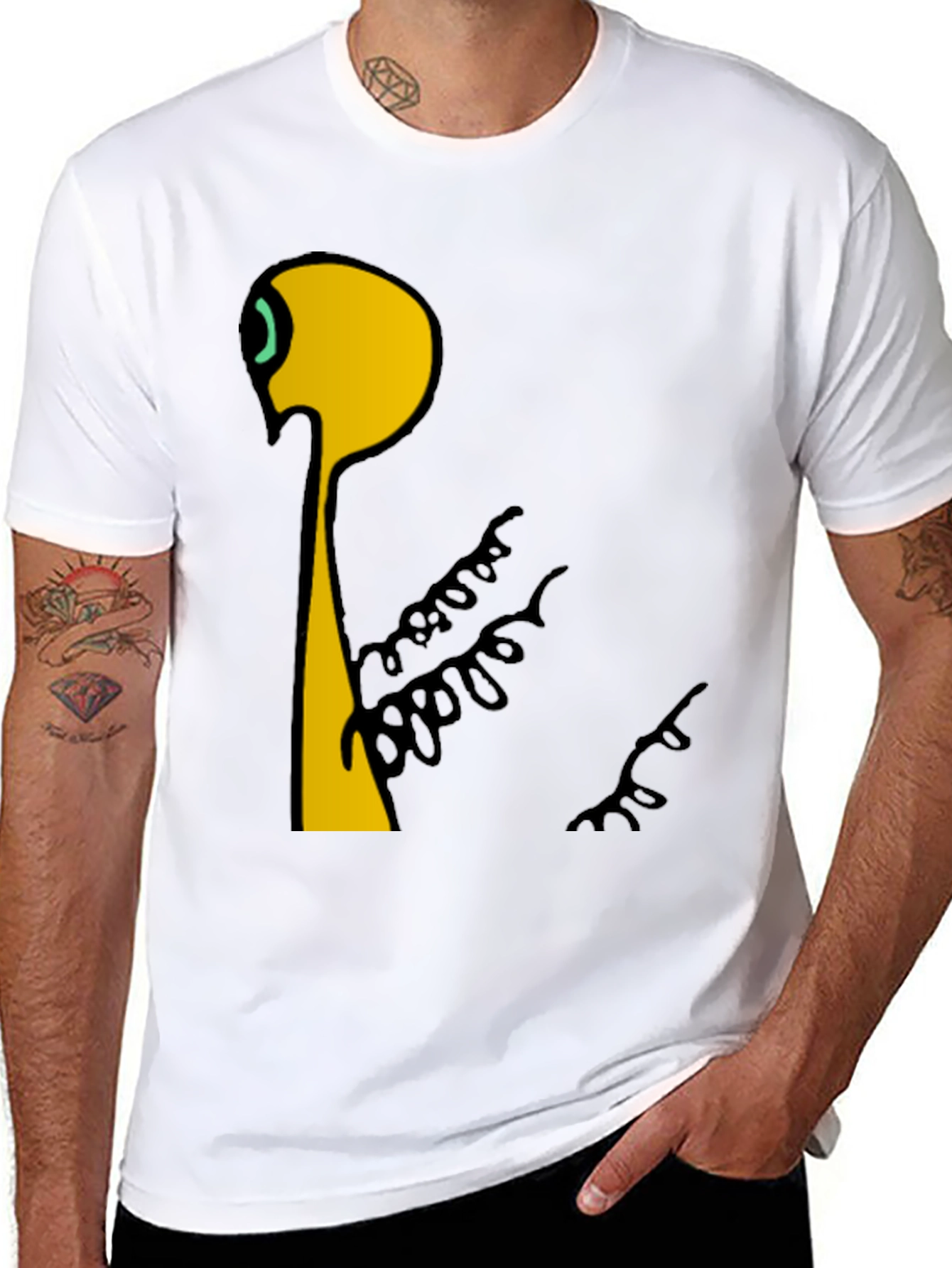 Black Abstract Graphic Print Crew Neck T-Shirt view 8