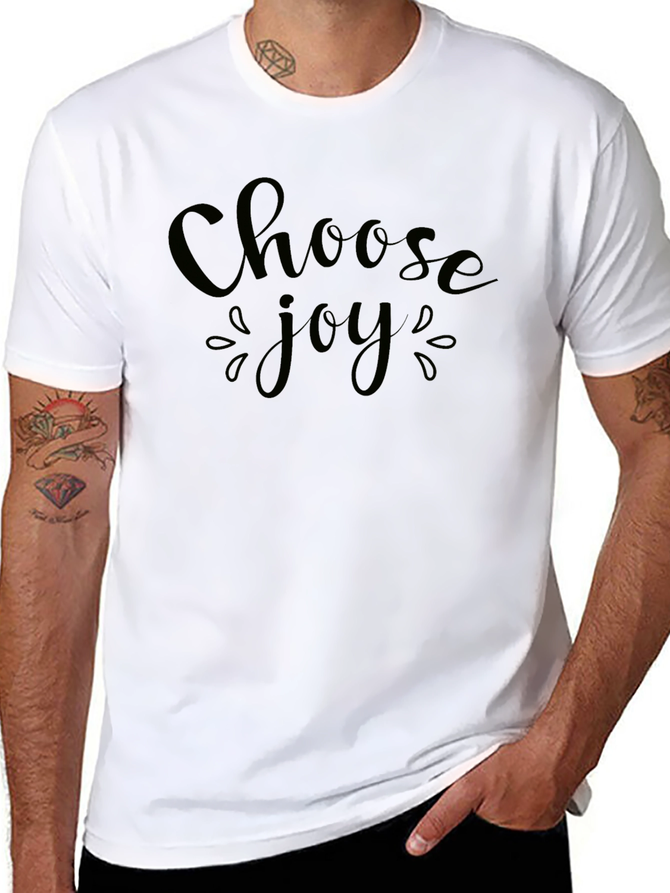 Black Choose Joy Graphic Tee - Black Cotton Blend view 8