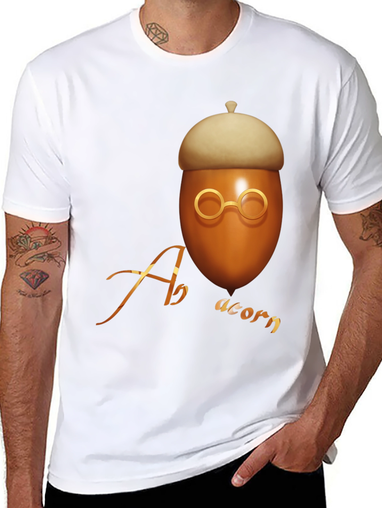 Black Acorn Graphic T-Shirt - Unique Design view 8