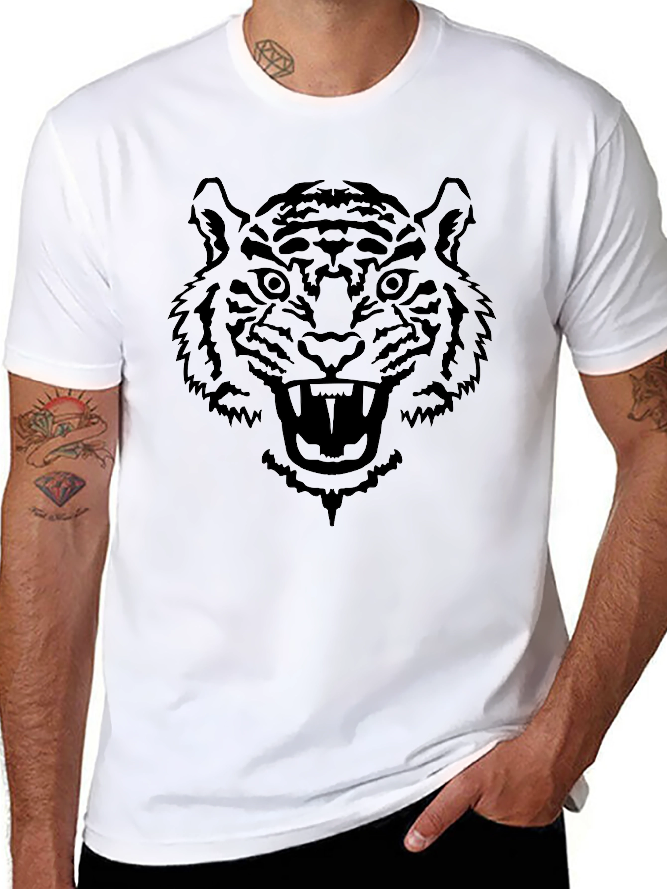 Black Bold Tiger Graphic Tee - Black view 8