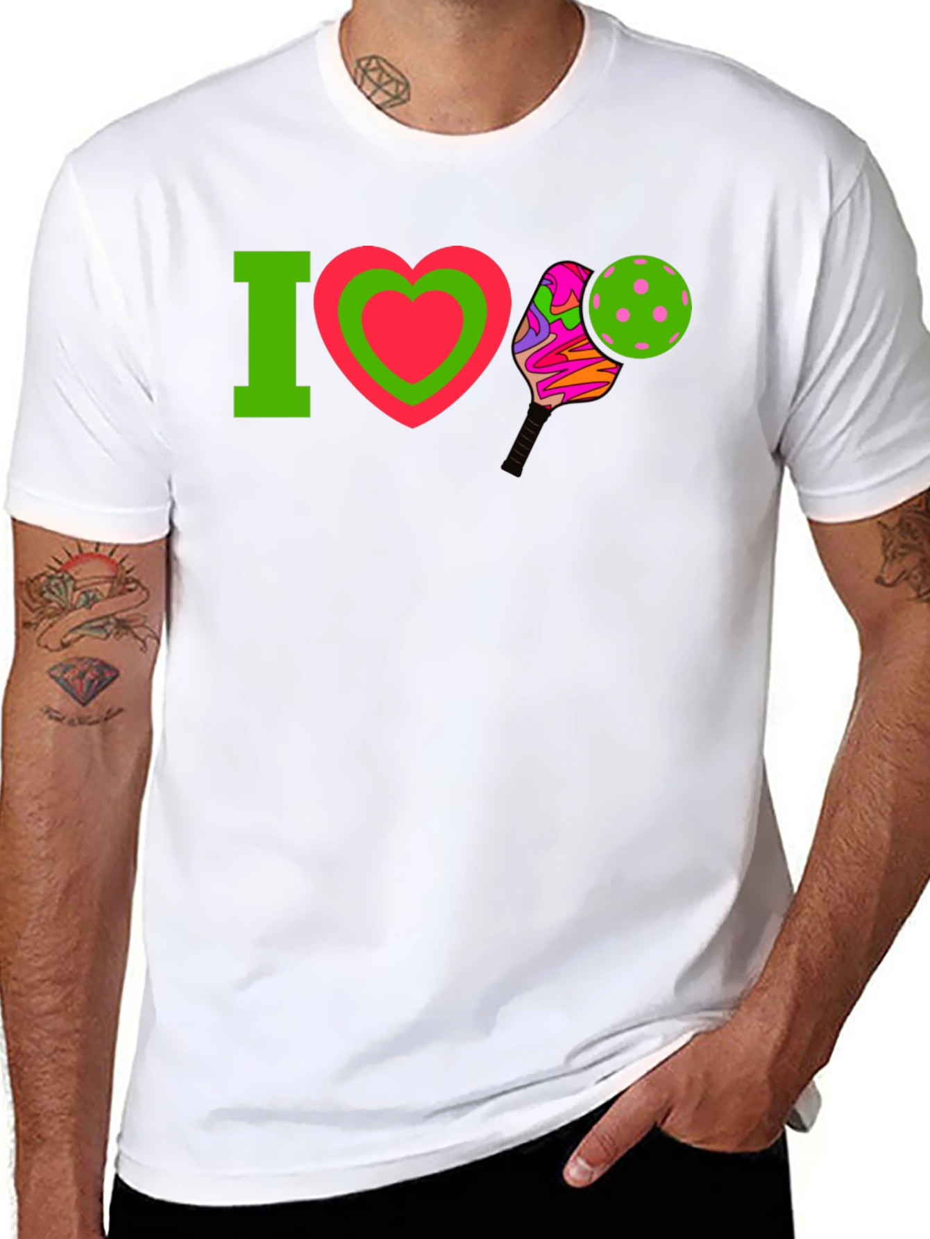Black I Love Pickleball T-Shirt view 8