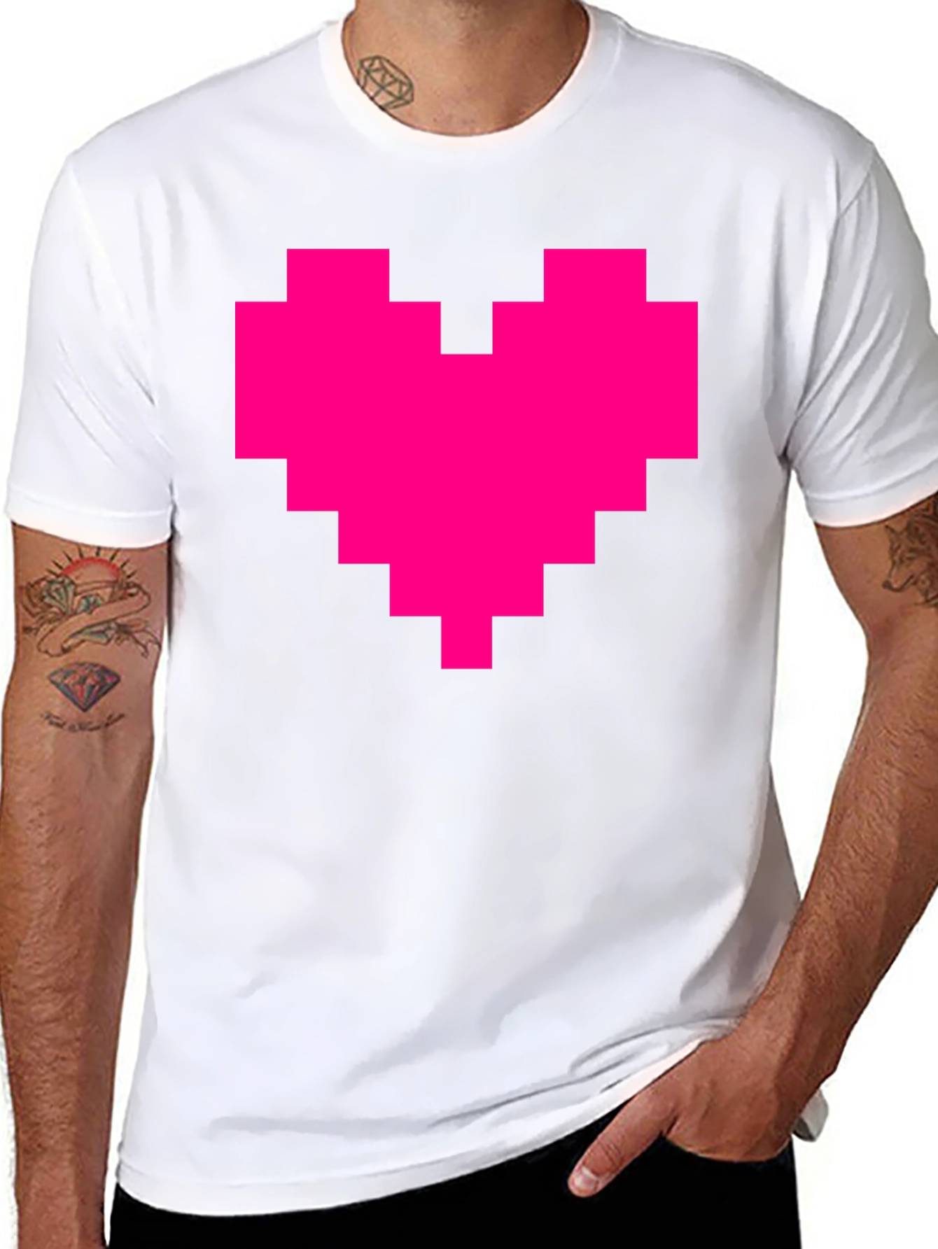 Black Pixel Heart Graphic Tee - Black T-Shirt view 8