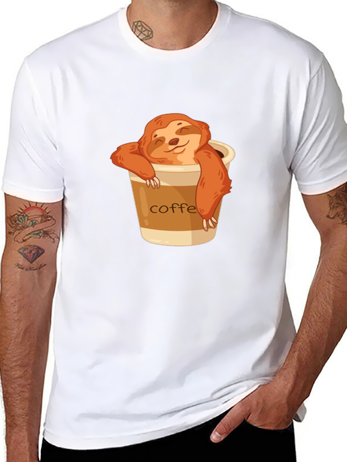 Black Sloth Coffee T-Shirt - Relaxed & Cute view 8