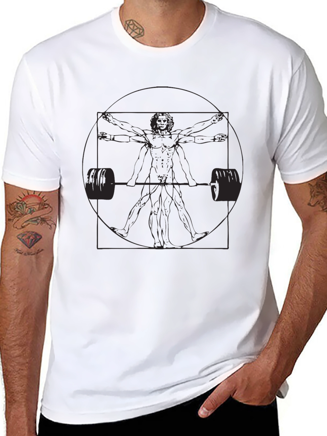Black Vitruvian Lifter Black T-Shirt view 8