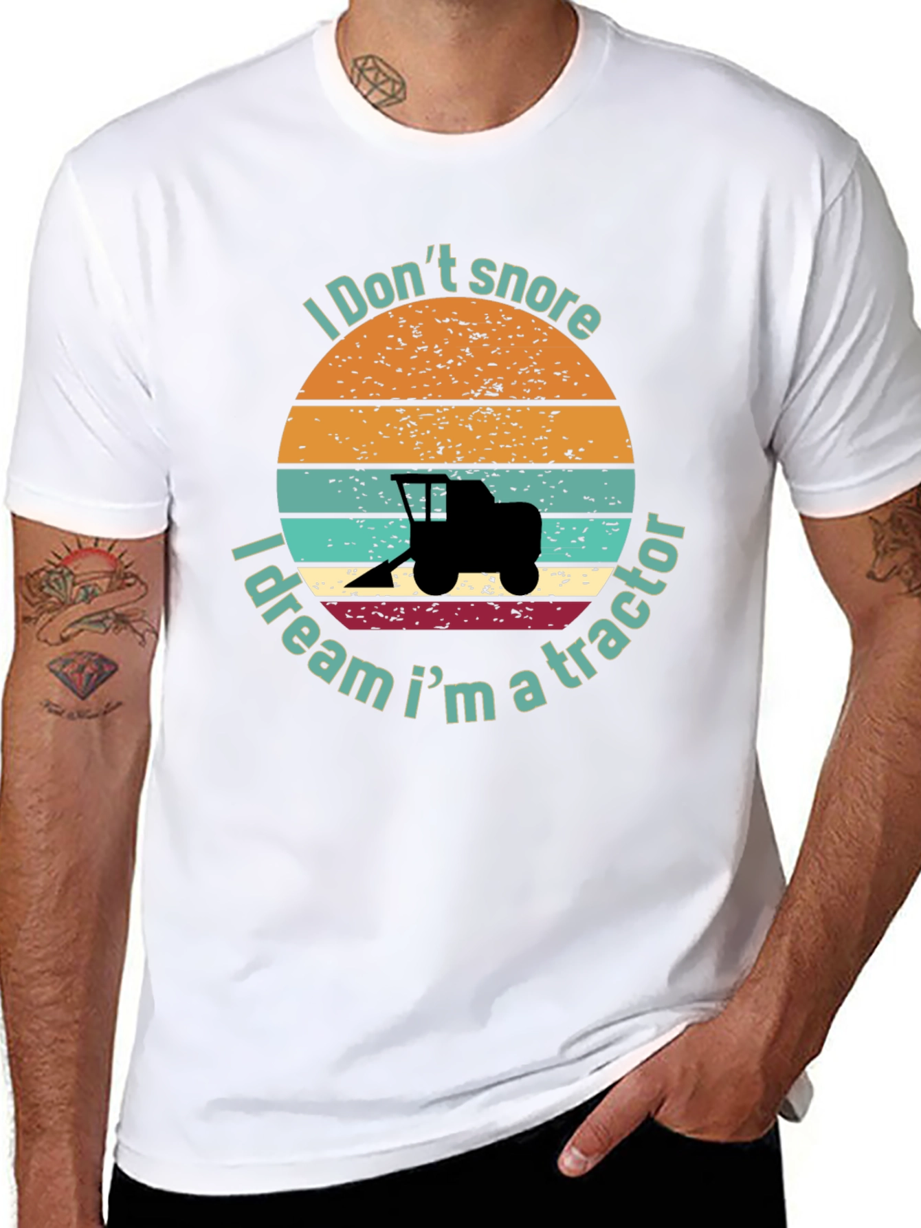 Black I Don't Snore I Dream I'm A Tractor T-Shirt view 8