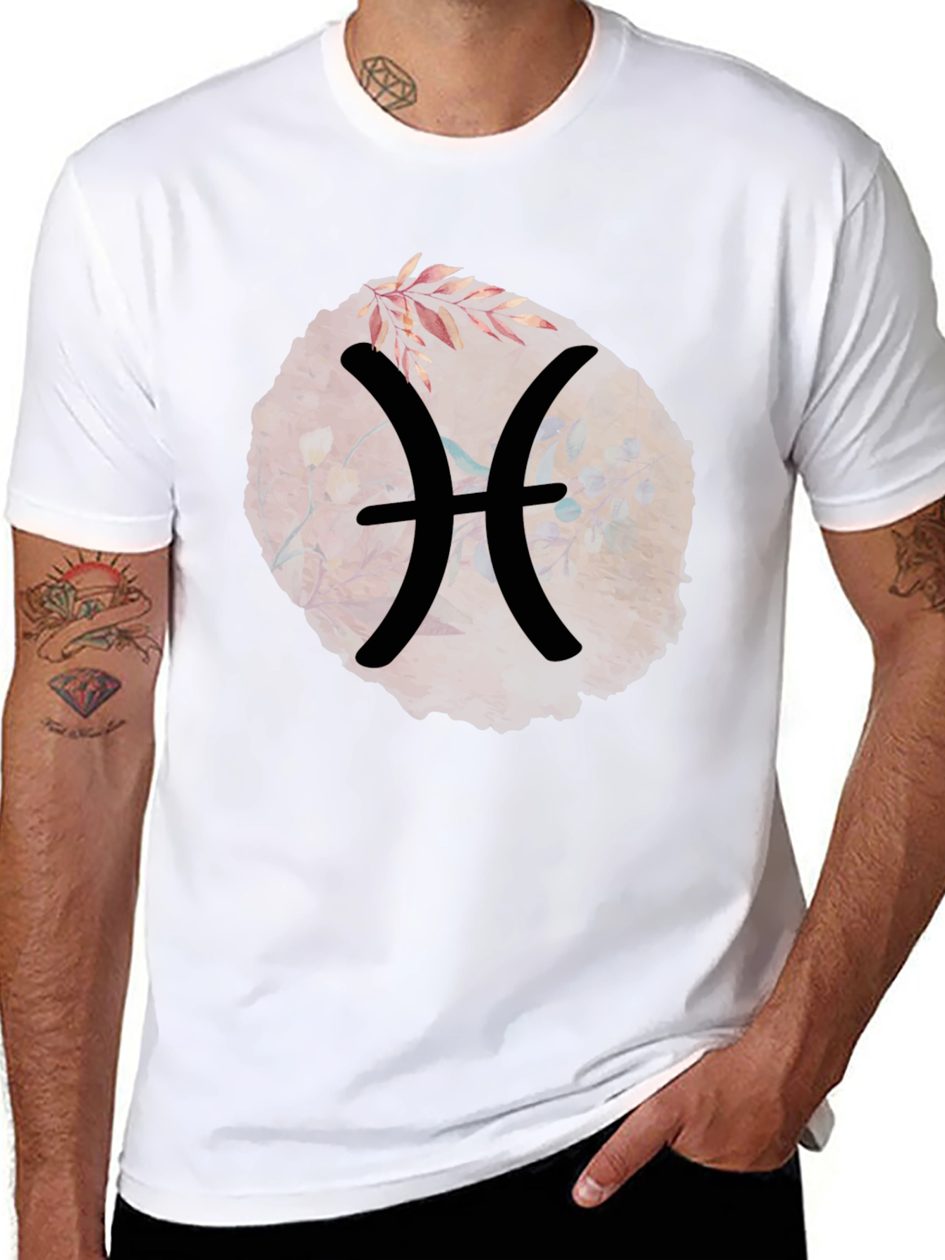 Black Pisces Zodiac Sign Graphic T-Shirt view 8