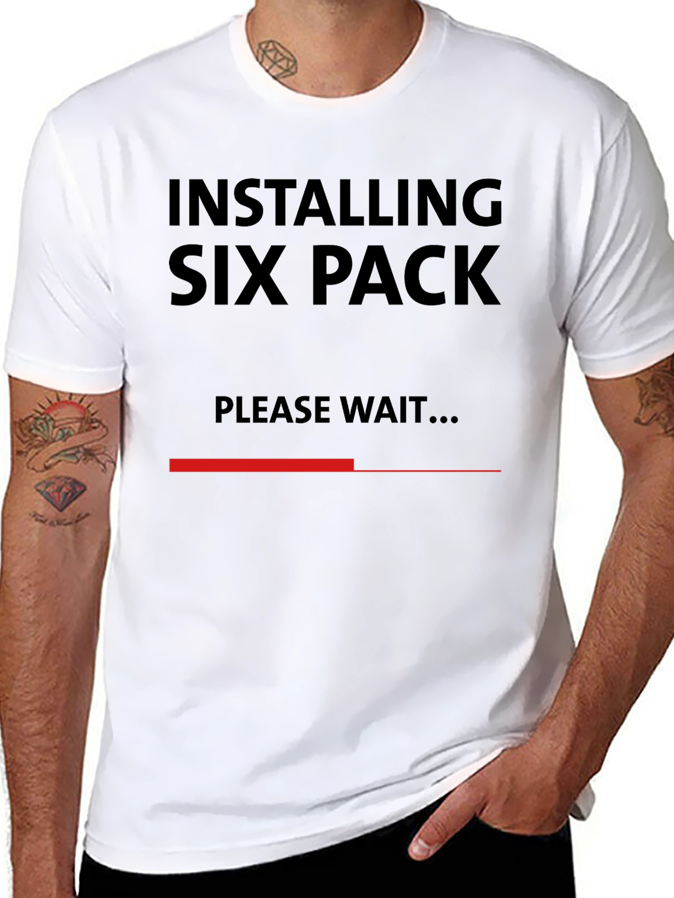 Black Installing Six Pack T-Shirt - Funny Gym Workout Tee view 8
