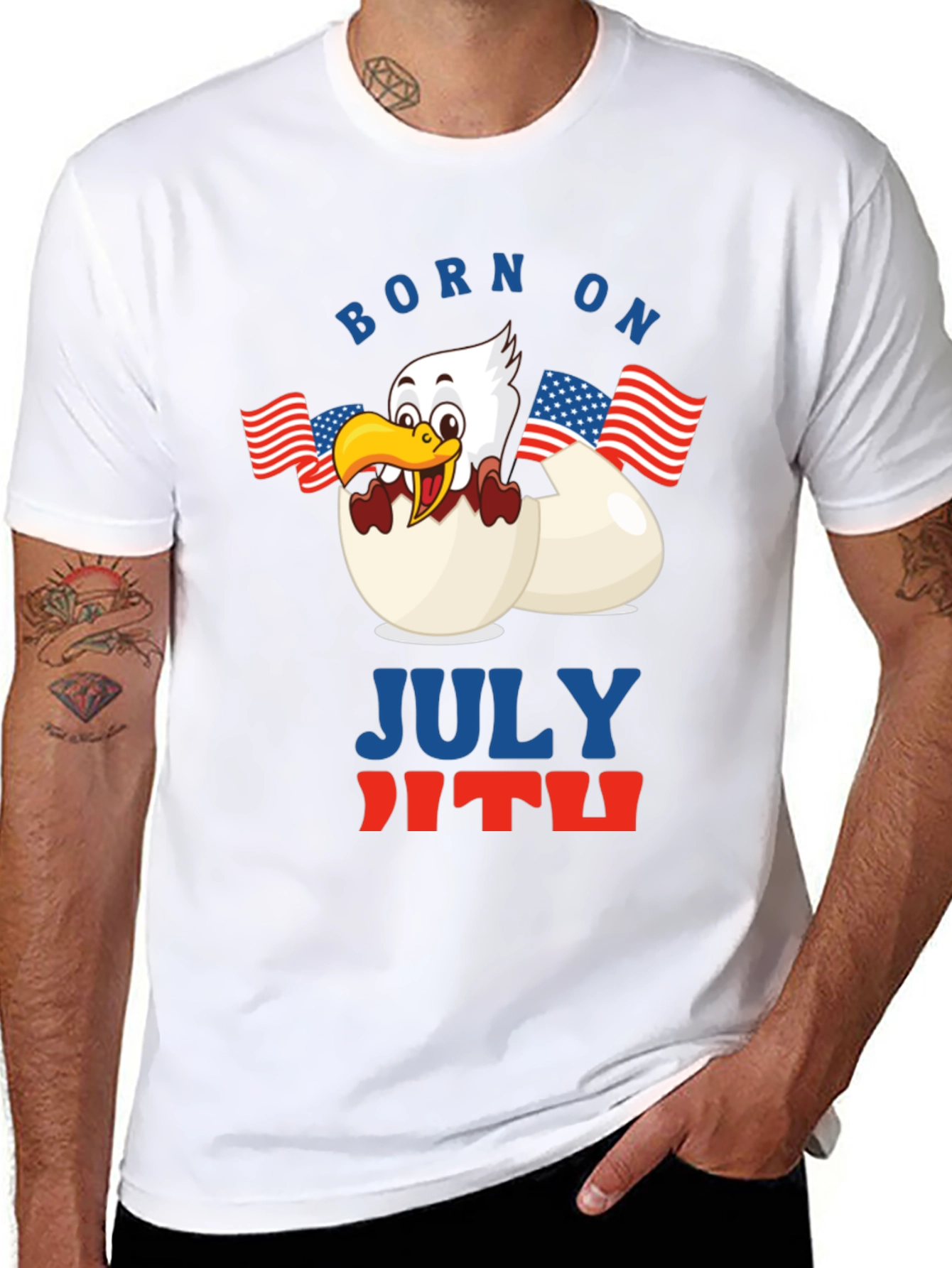 Black Born on July 4th T-Shirt view 8