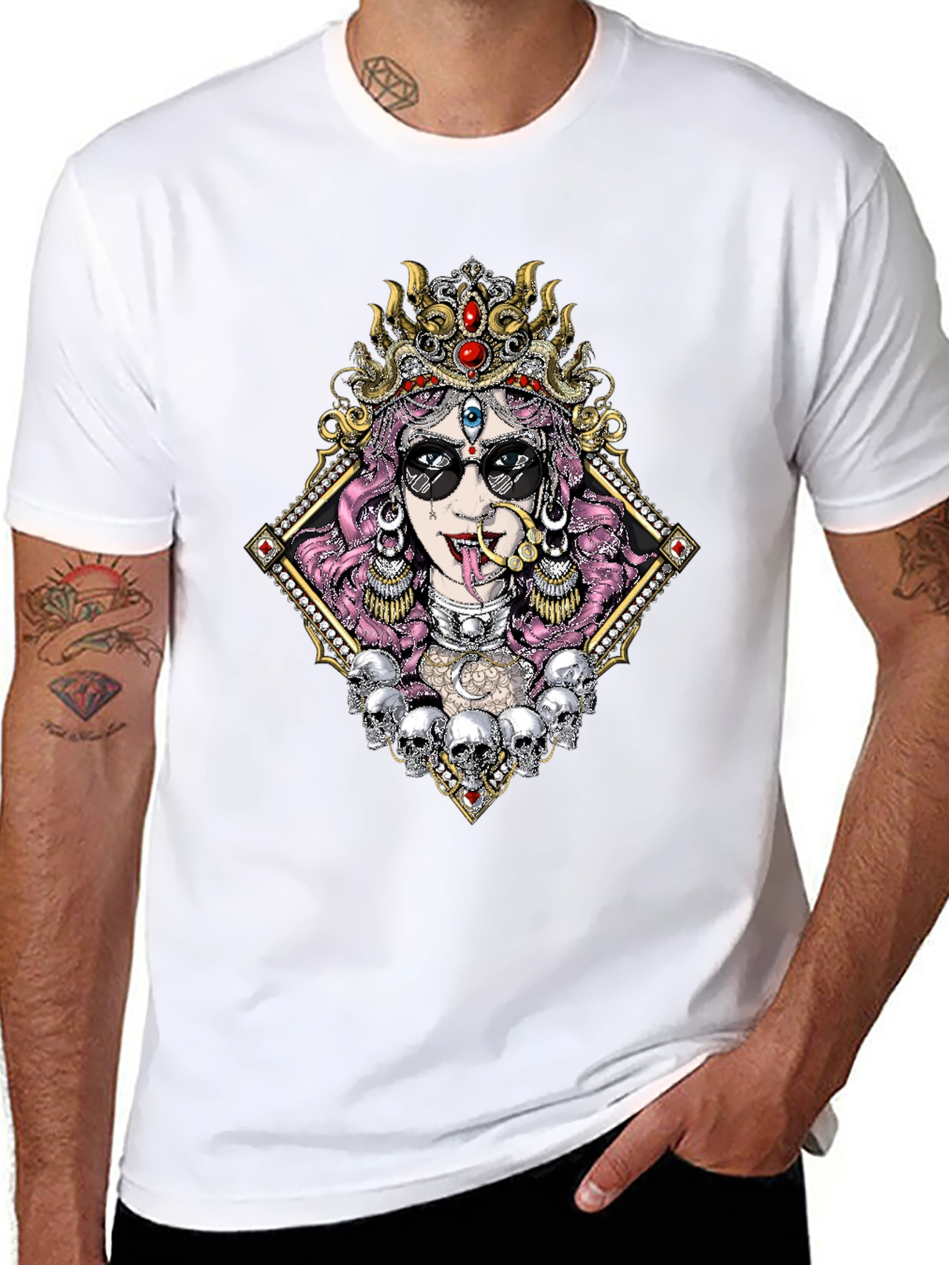 Black Kali T-Shirt with Skull Design view 8
