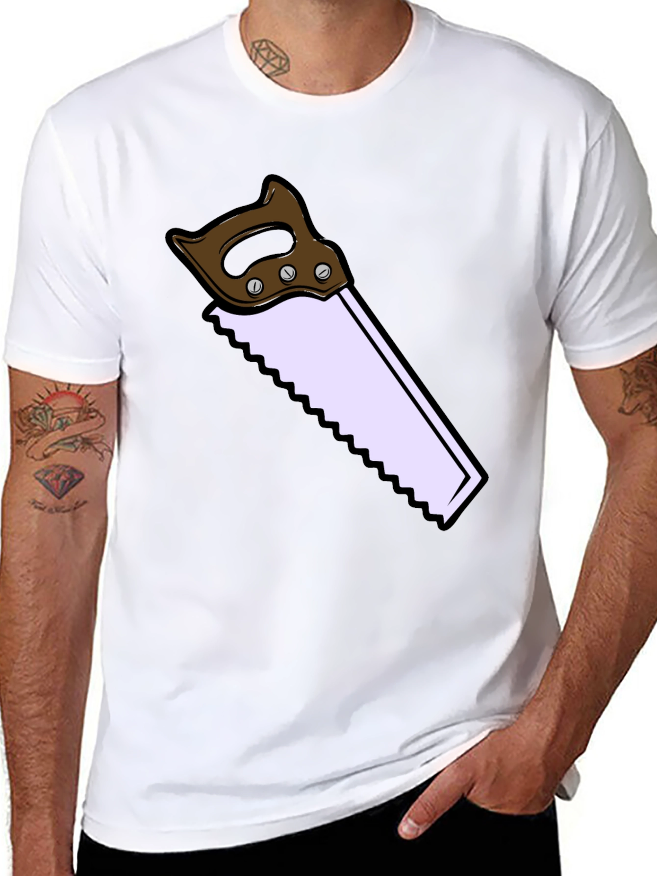 Black Novelty Saw Graphic T-Shirt - Black view 8