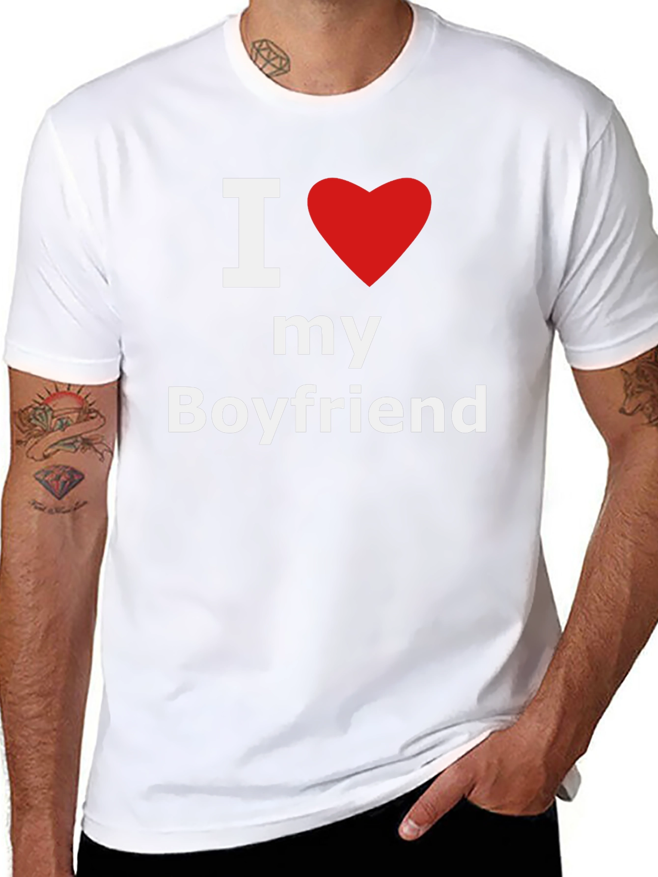 Black I Heart My Boyfriend Black Cotton T-Shirt view 8