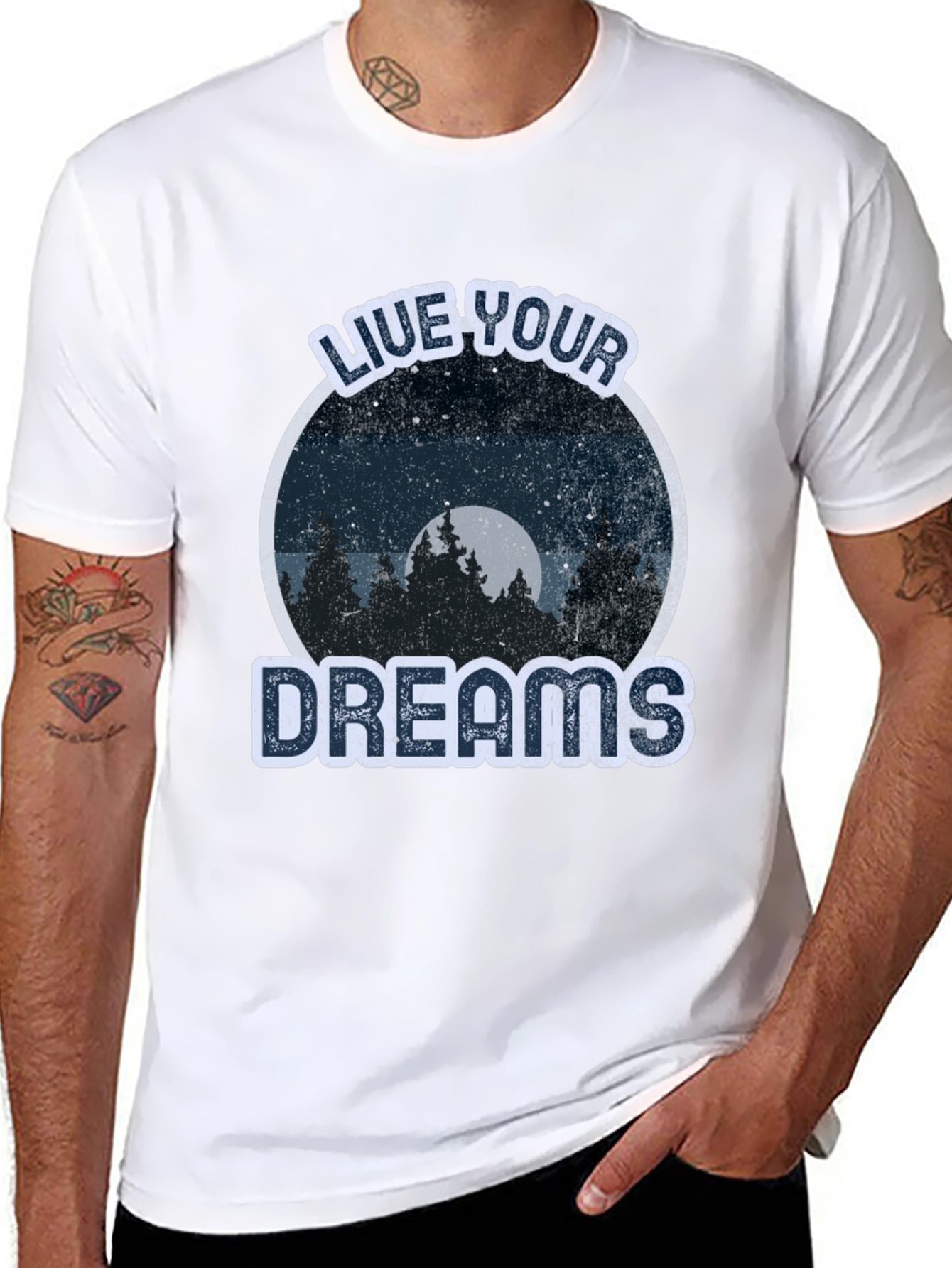 Black Live Your Dreams Graphic Tee -  Nature Lover T-Shirt view 8