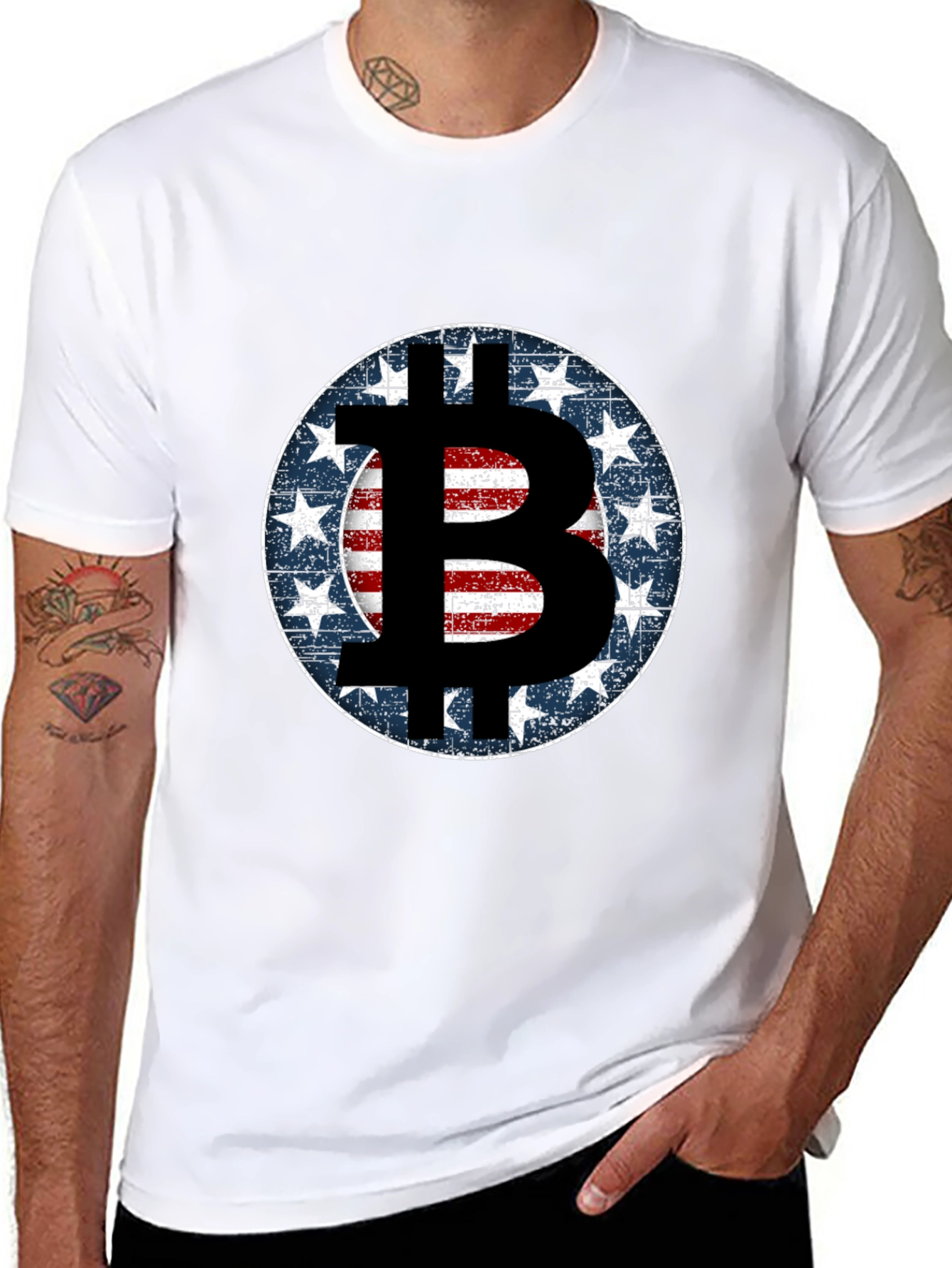 Black Bitcoin USA Flag T-Shirt - Crypto Fashion view 8