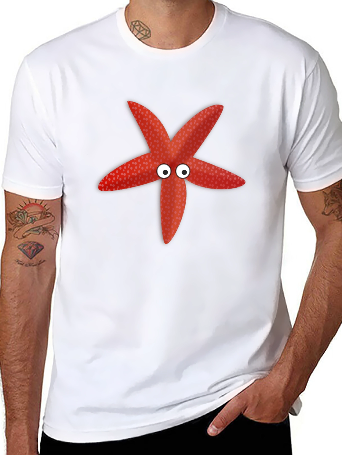 Black Starfish Graphic Tee - Funny Sea Creature Shirt view 8