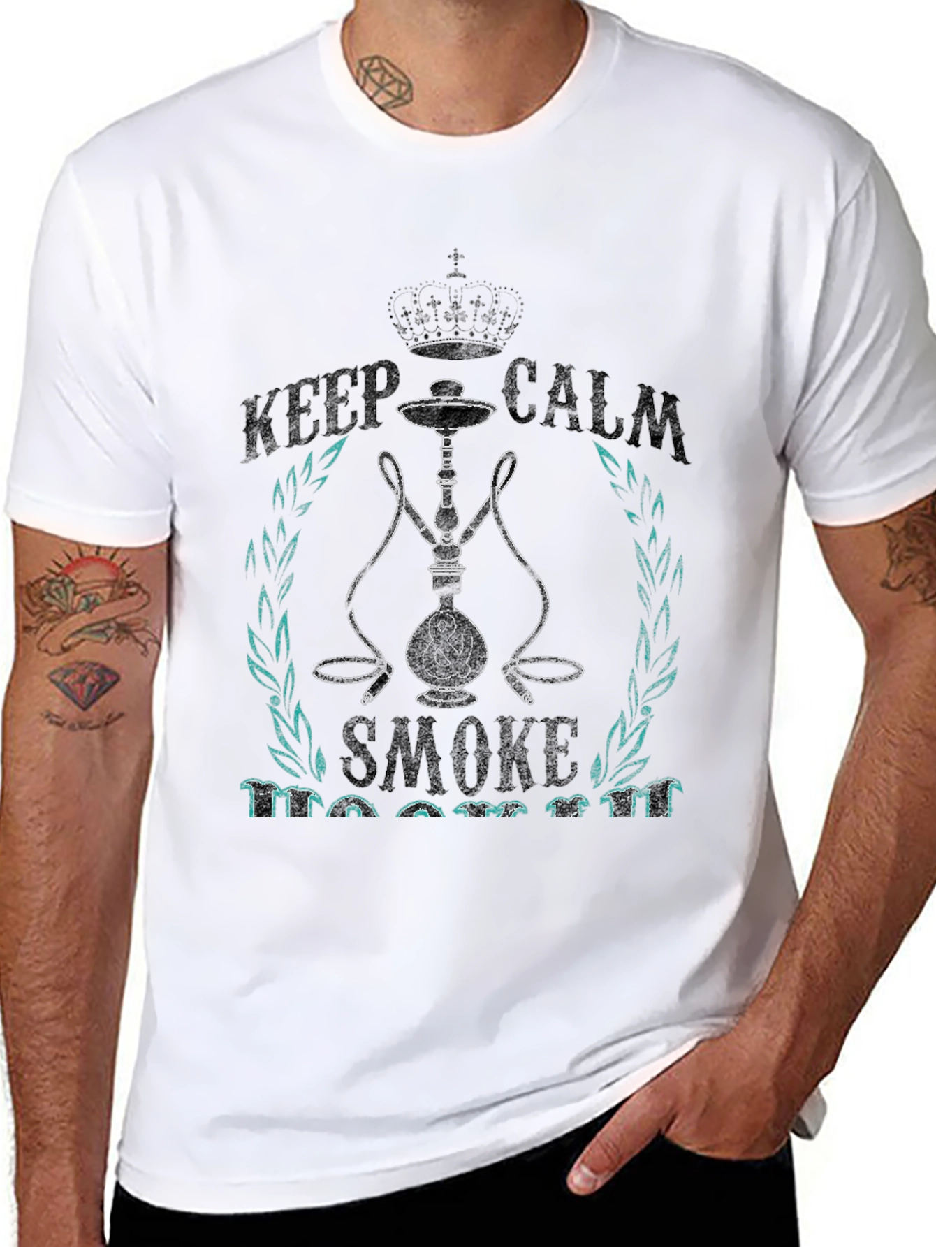 Black Keep Calm Smoke Shisha T-Shirt view 8
