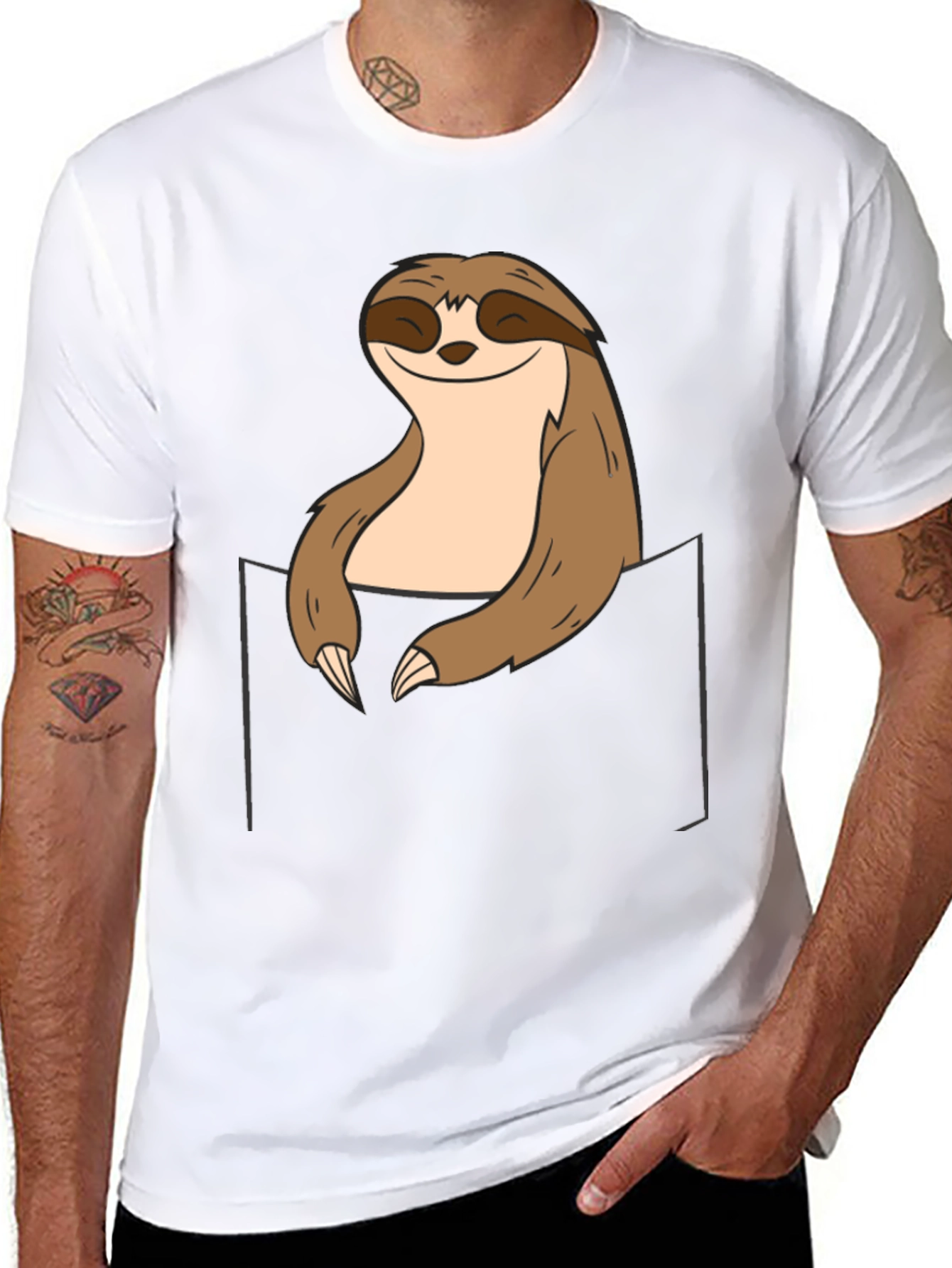 Black Sloth Pocket Graphic Tee - Relaxed Comfort view 8