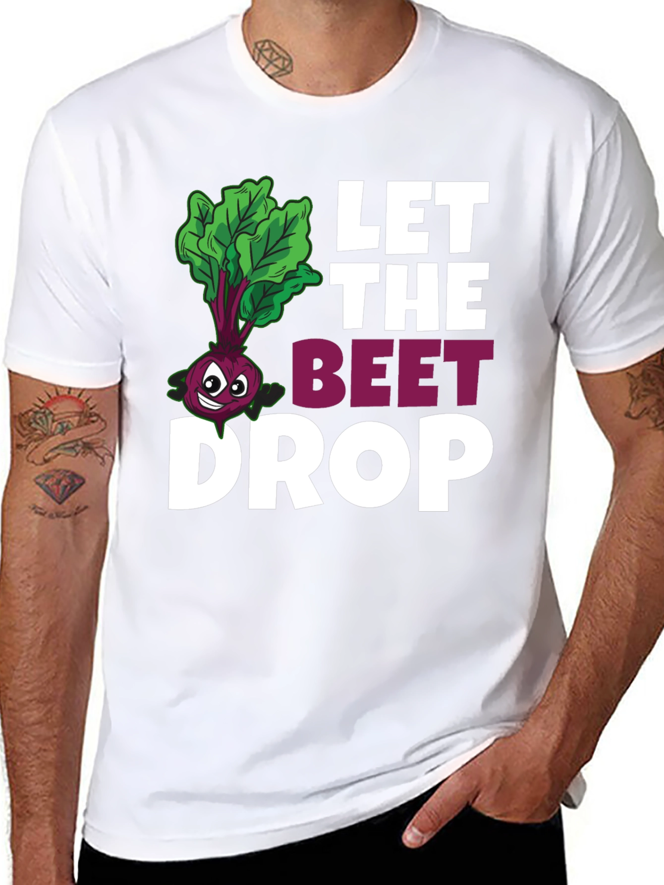 Black Let The Beet Drop Funny Graphic T-Shirt view 8