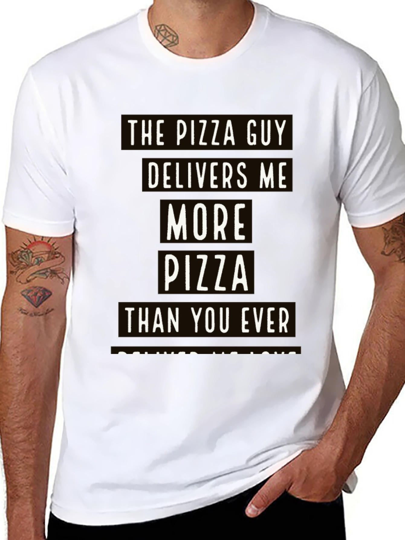 Black Pizza Guy T-Shirt: Delivers More Pizza Than You view 8