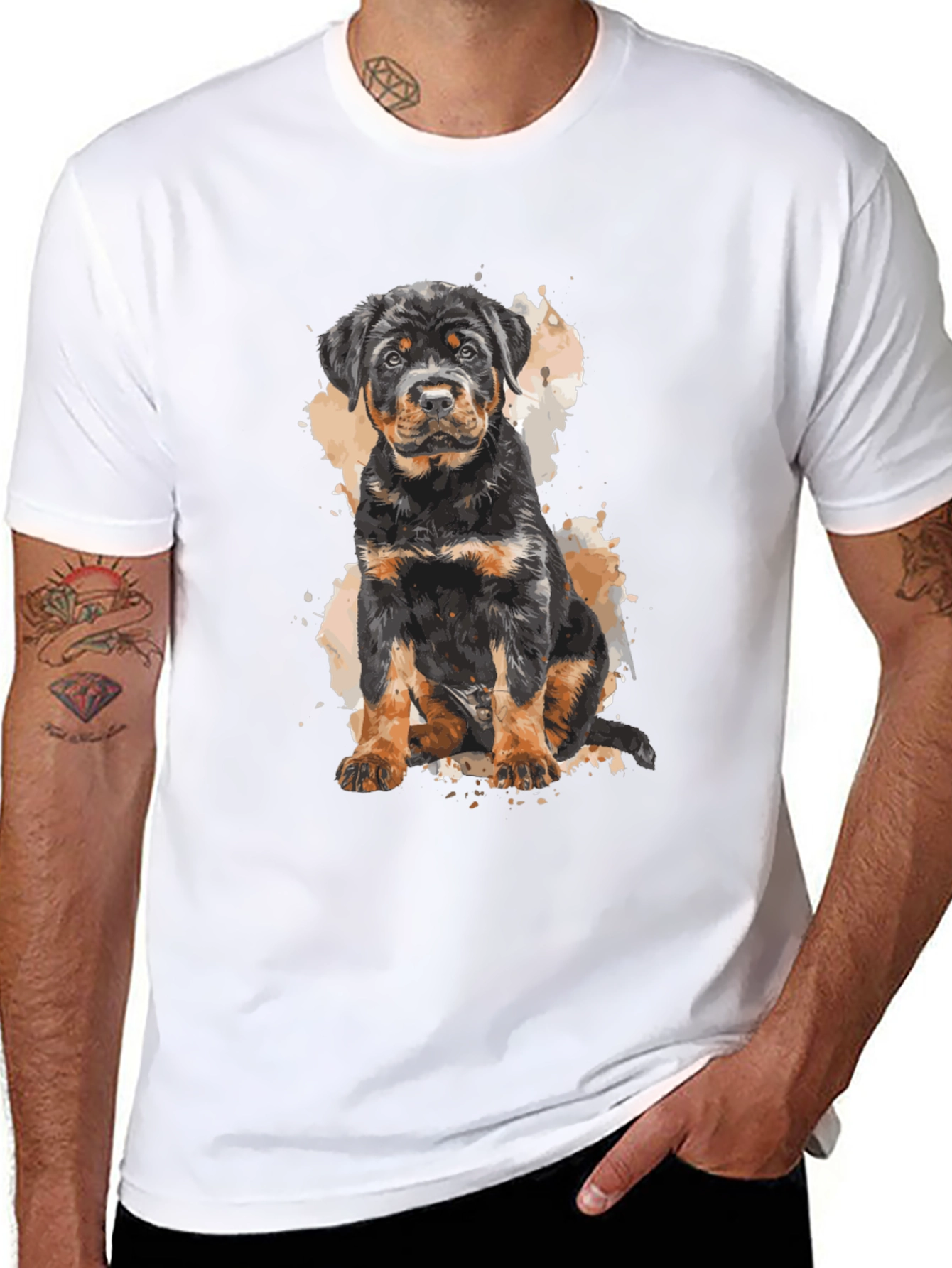 Black Rottweiler Puppy Graphic T-Shirt - Cute Dog Tee view 8